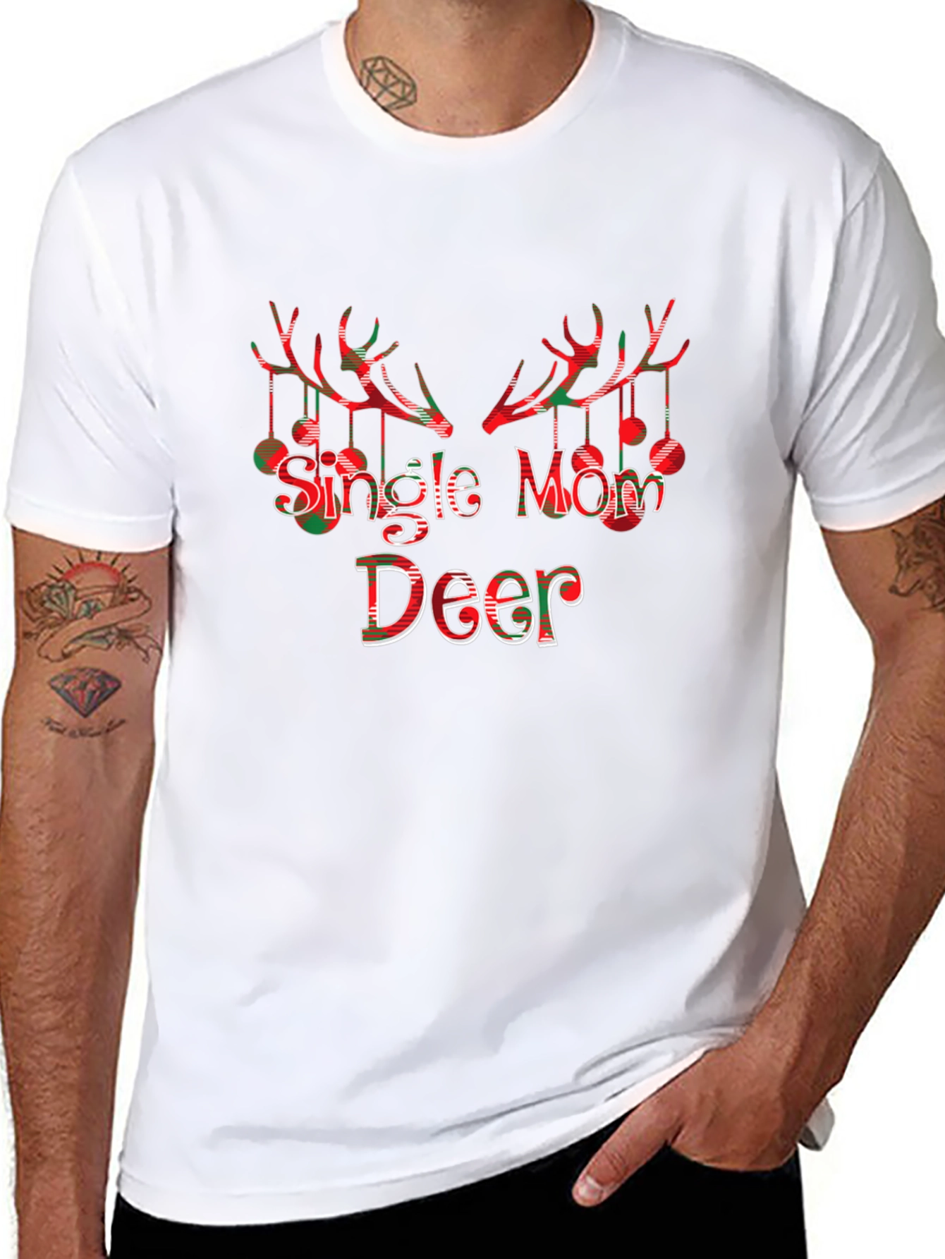 Single Mom Deer Christmas T-Shirt