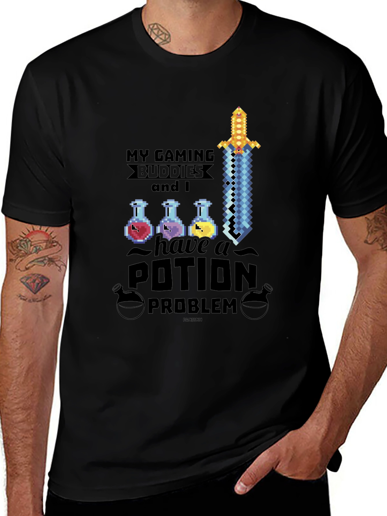 Gaming Buddies Potion Problem Black T-Shirt