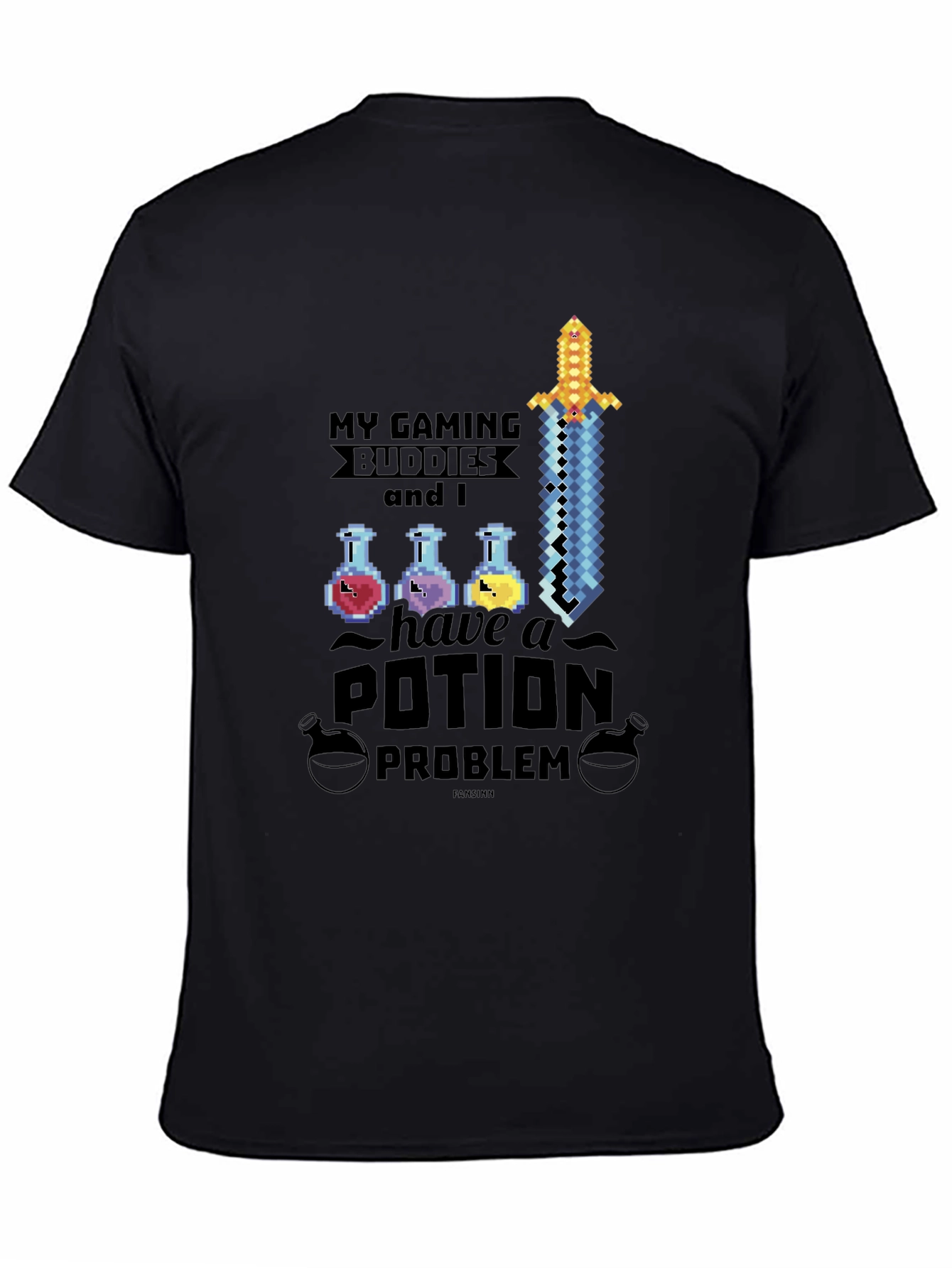 Gaming Buddies Potion Problem Black T-Shirt