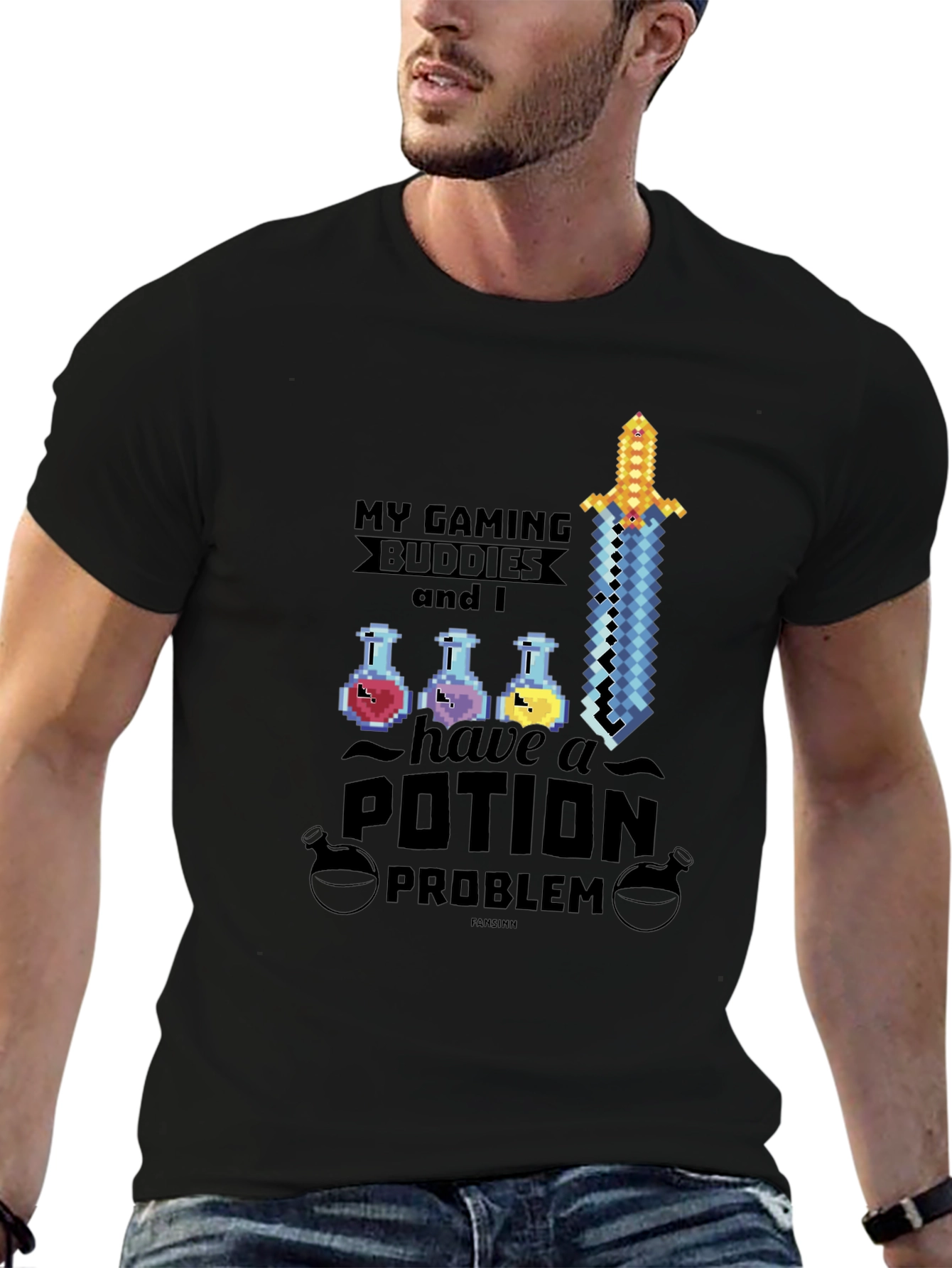Gaming Buddies Potion Problem Black T-Shirt