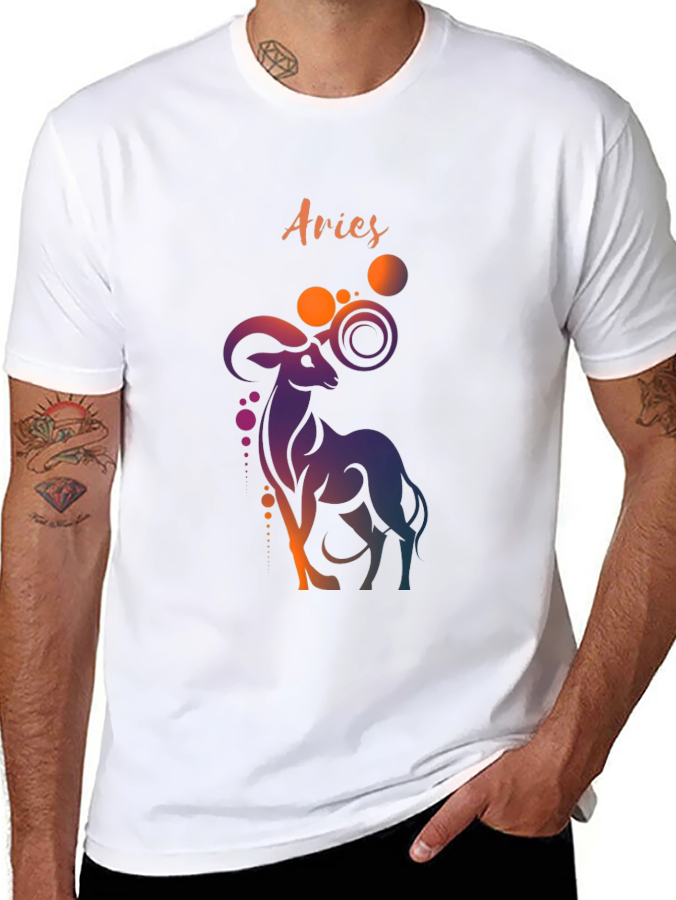 Aries Zodiac Graphic Tee - Black Cotton T-Shirt