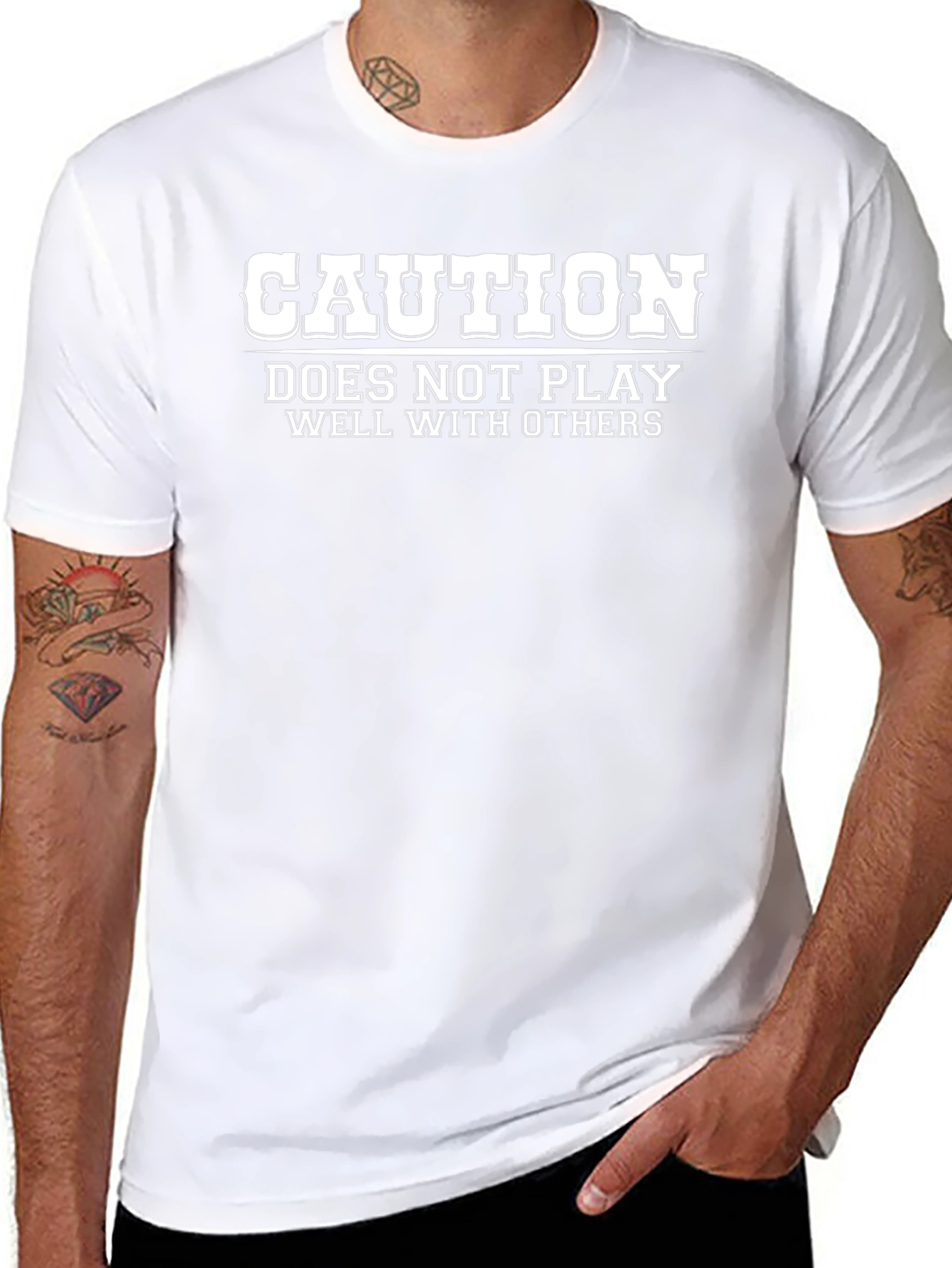 Caution Doesnt Play Well With Others Black T-Shirt