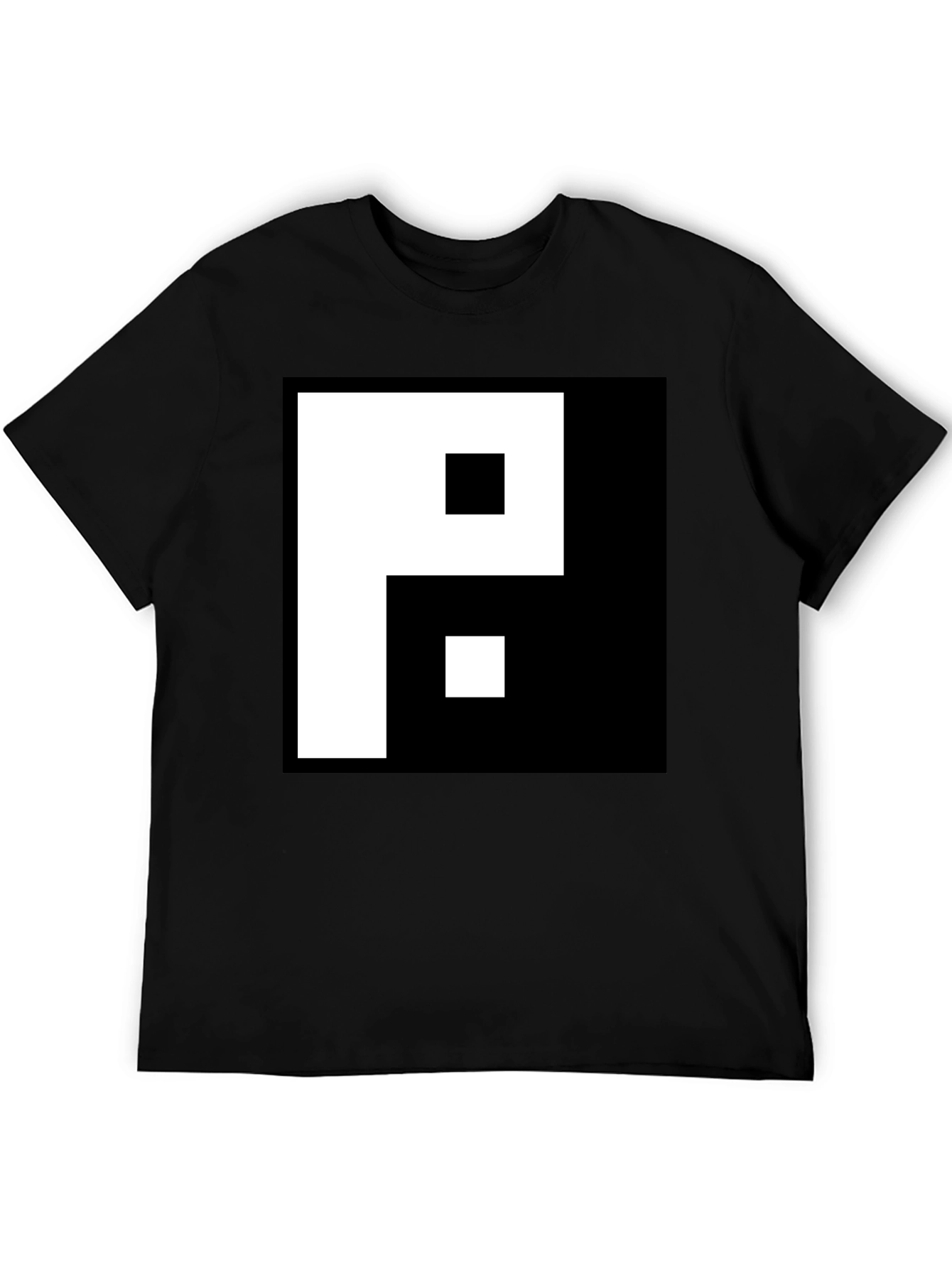 Black Graphic Tee - Pixelated P Design
