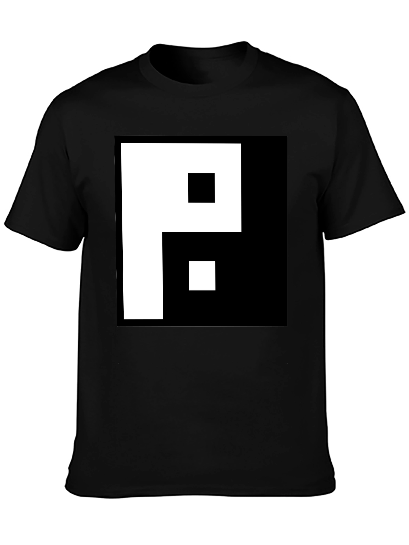 Black Graphic Tee - Pixelated P Design