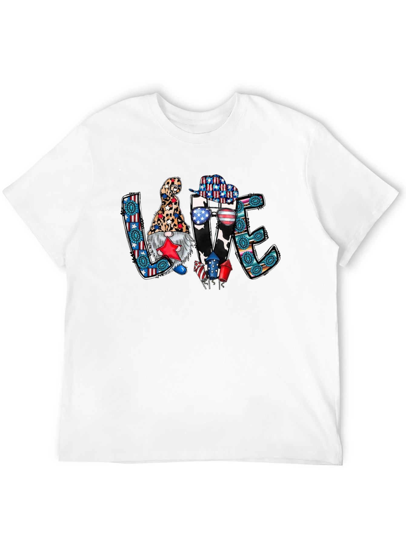 Patriotic LOVE T-Shirt - Gnome & Western Style