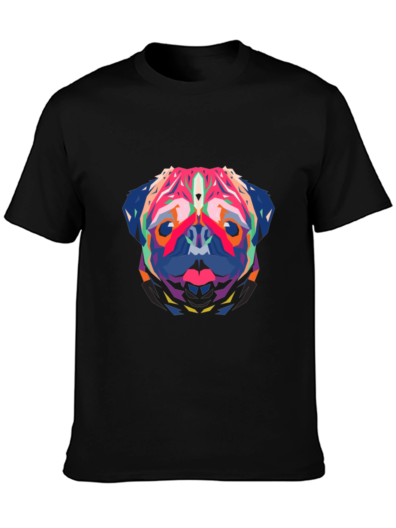 Geometric Pug Graphic Tee - Bold Style