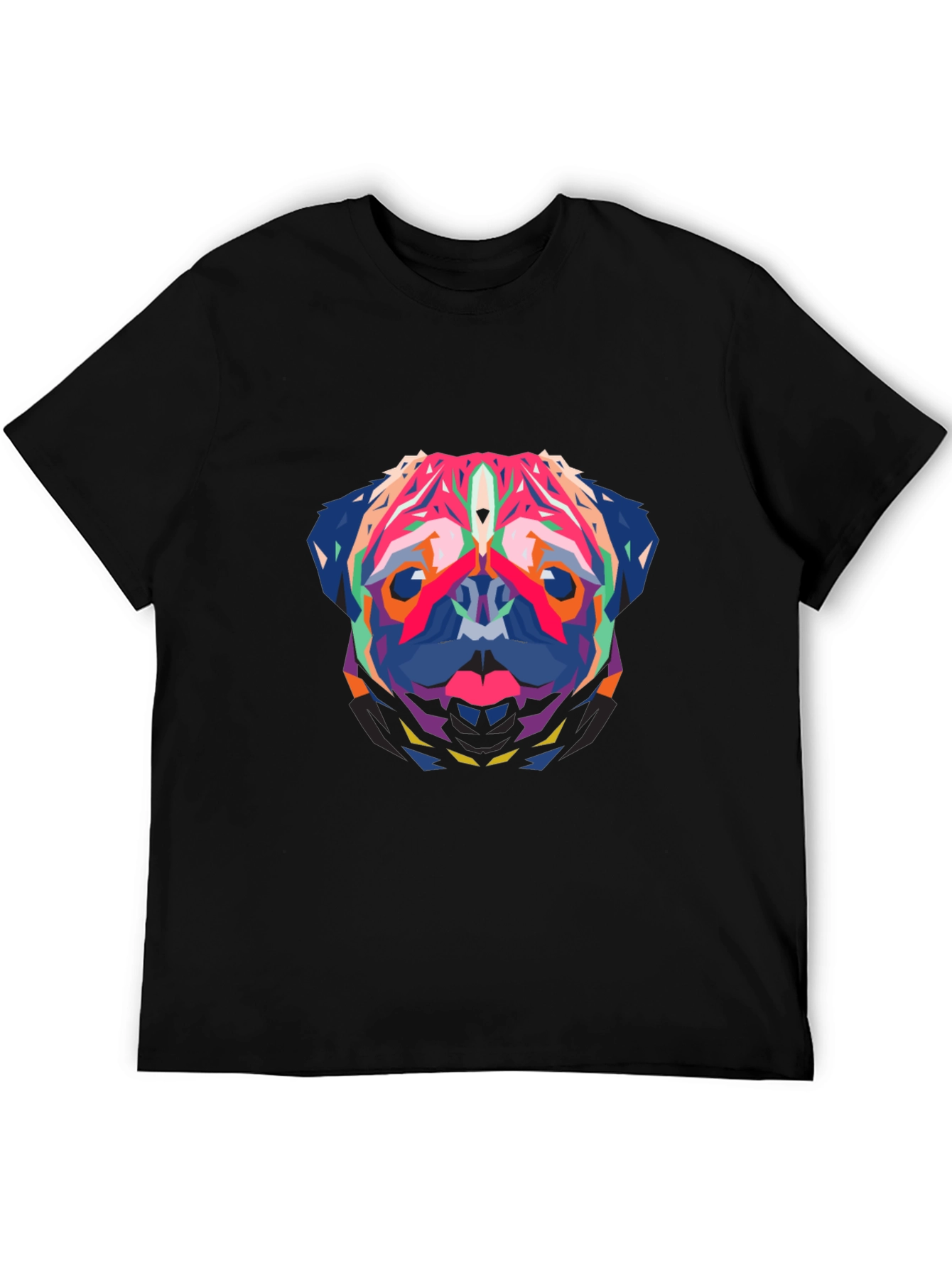 Geometric Pug Graphic Tee - Bold Style