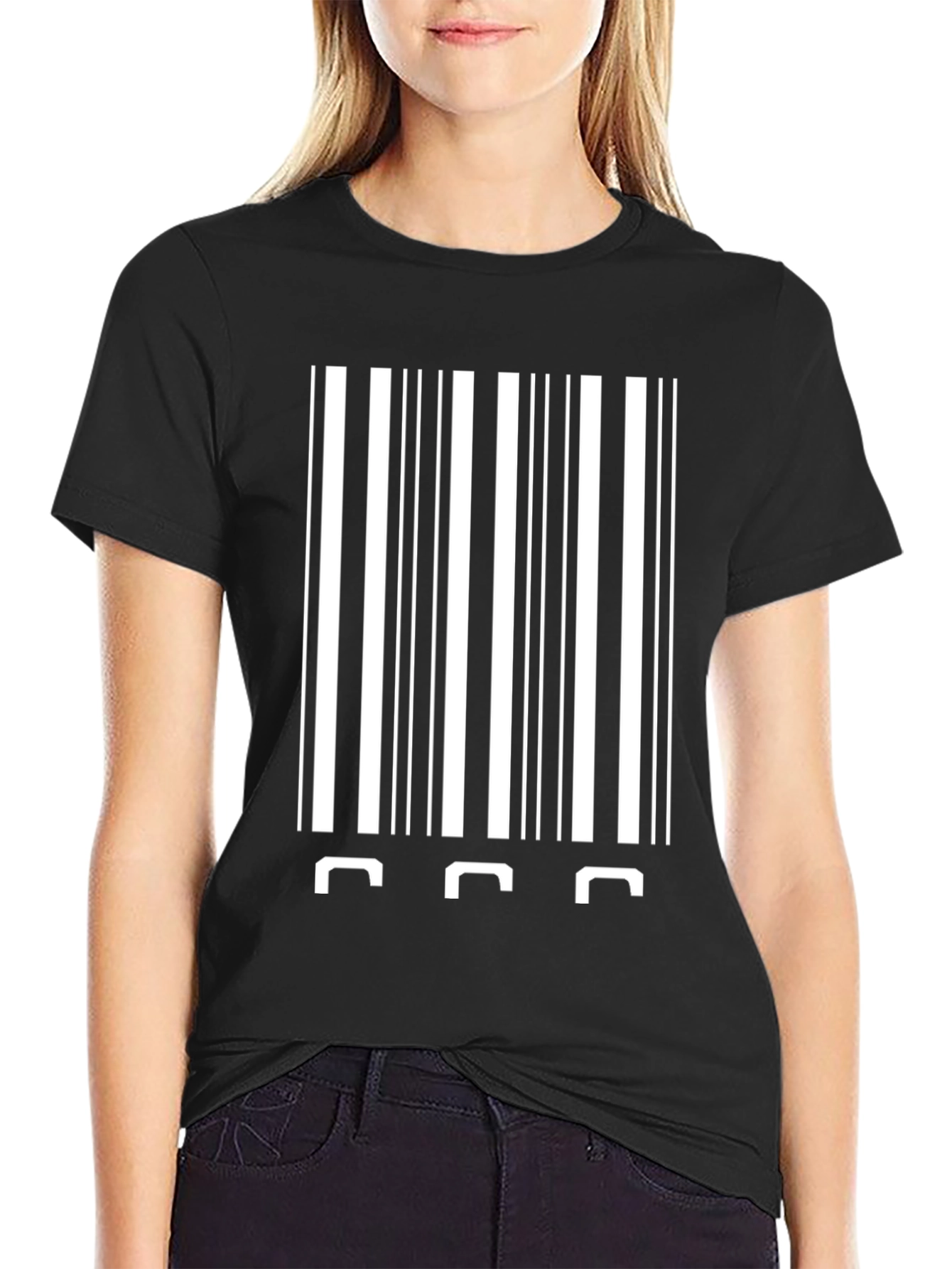 Barcode Novelty Graphic Tee - Black Cotton Blend