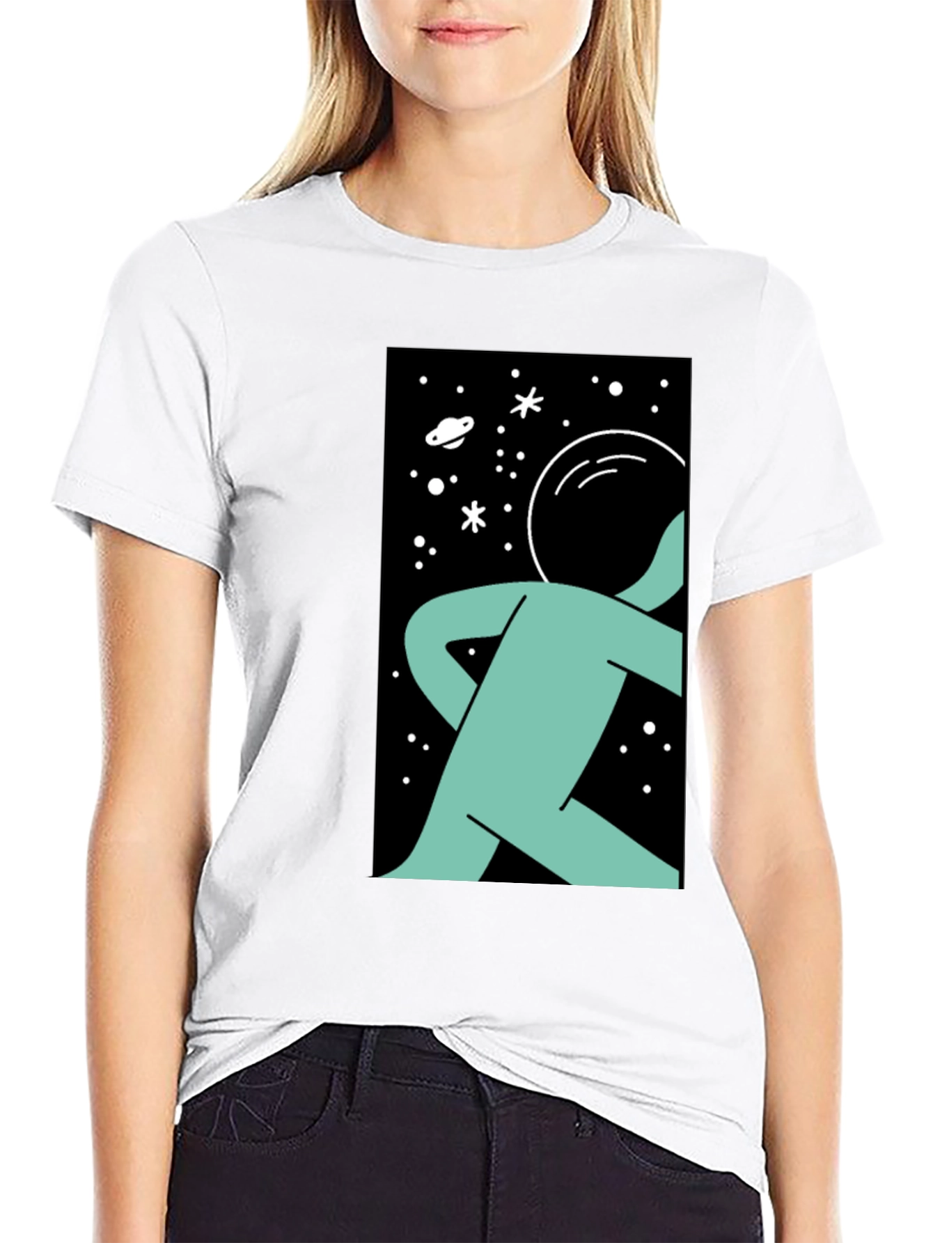 Astronaut Graphic Print Black T-Shirt