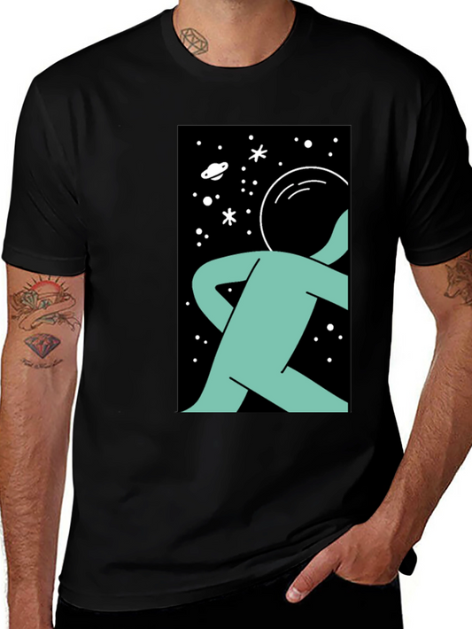 Astronaut Graphic Print Black T-Shirt