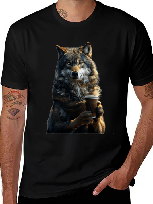 Wolf Coffee Lover Graphic T-Shirt