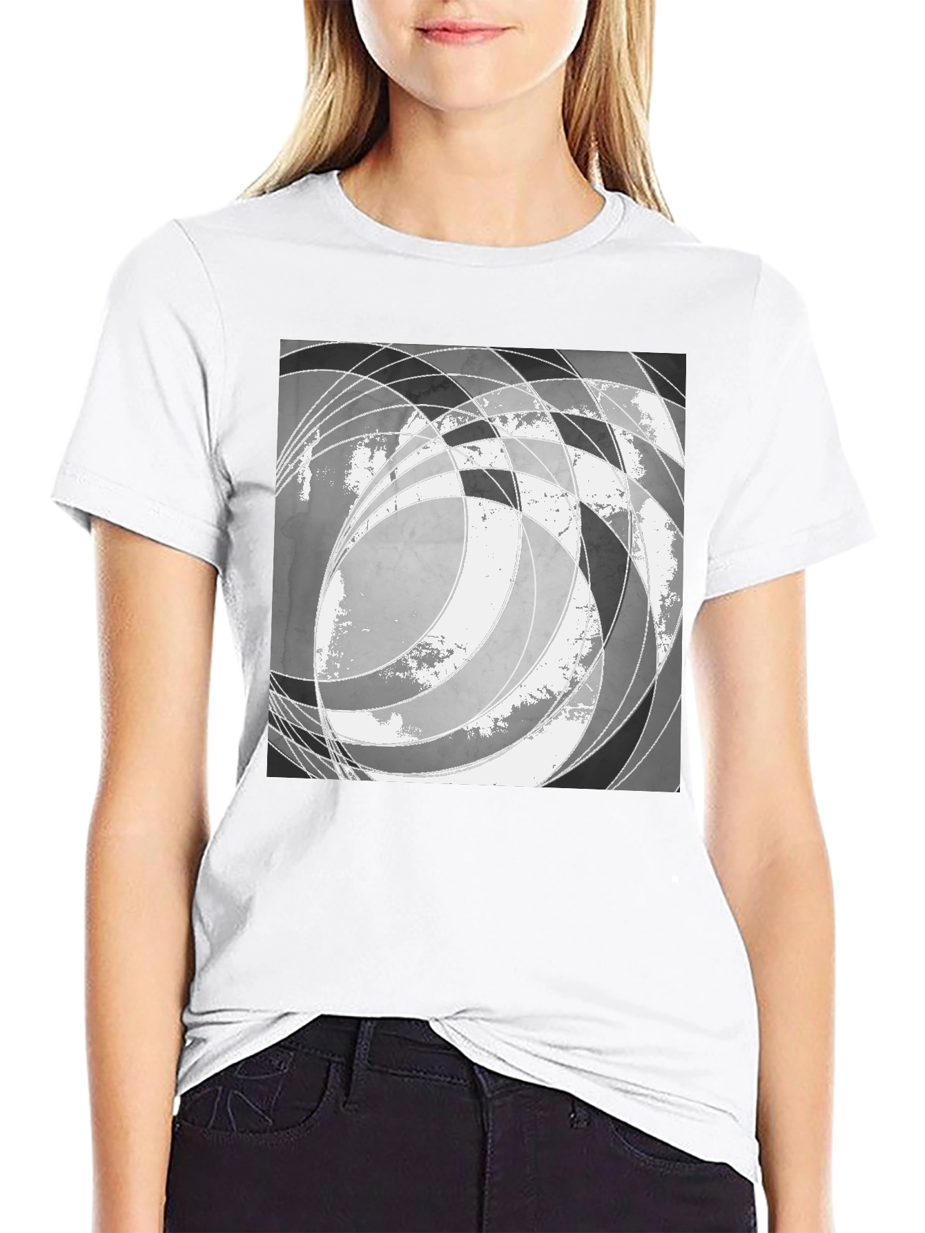 Abstract Graphic Print Black T-Shirt