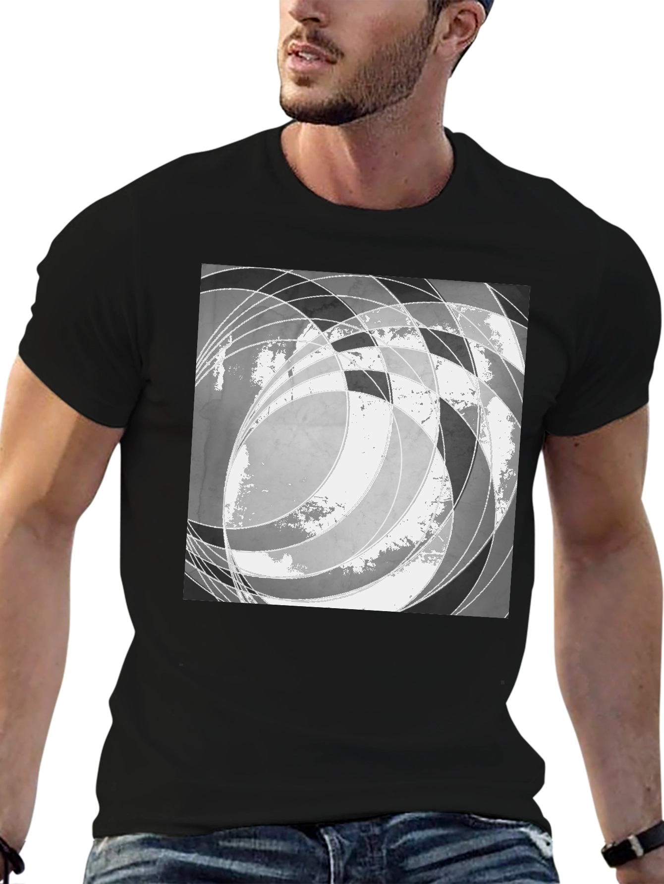 Abstract Graphic Print Black T-Shirt