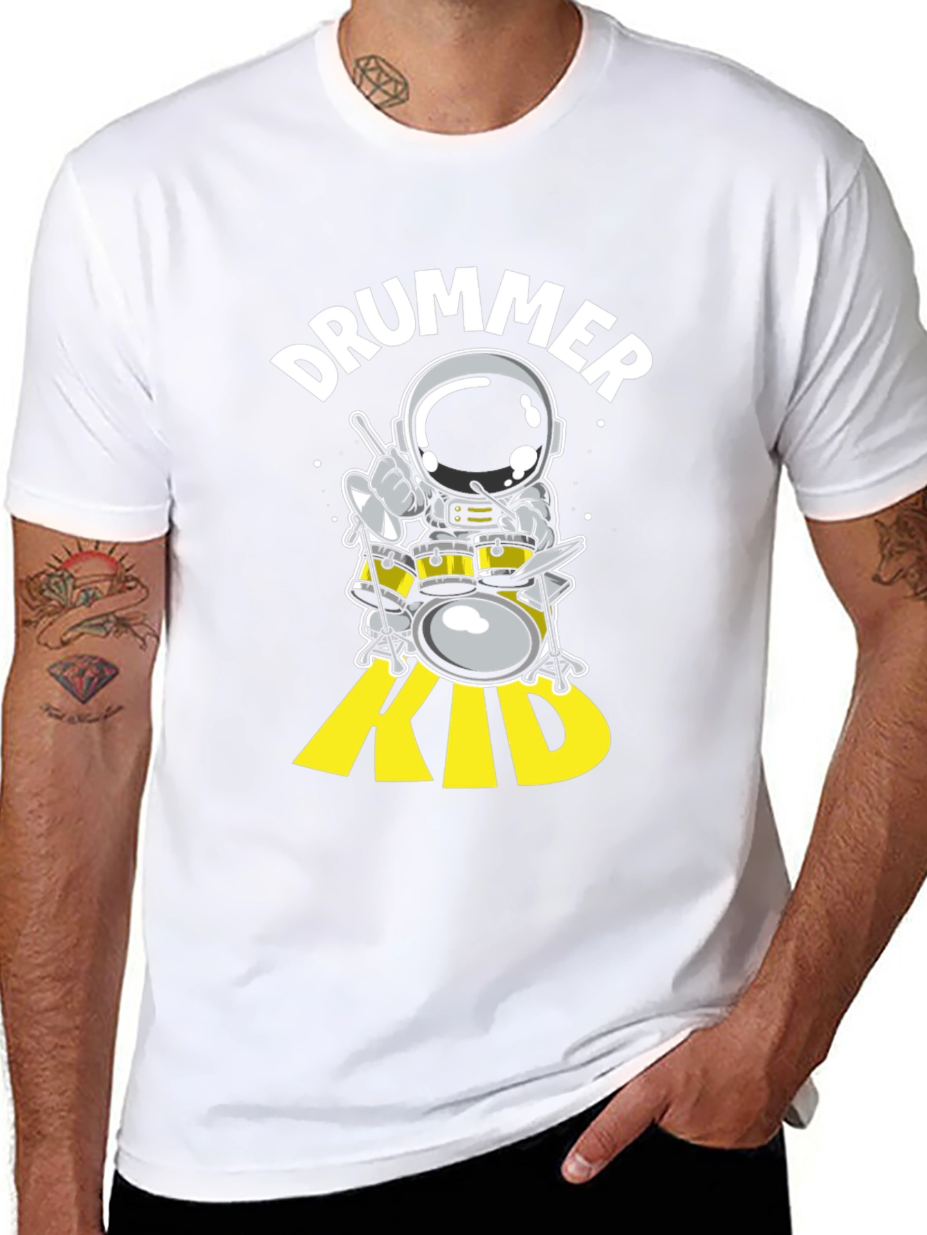 Astronaut Drummer Kid Graphic Tee
