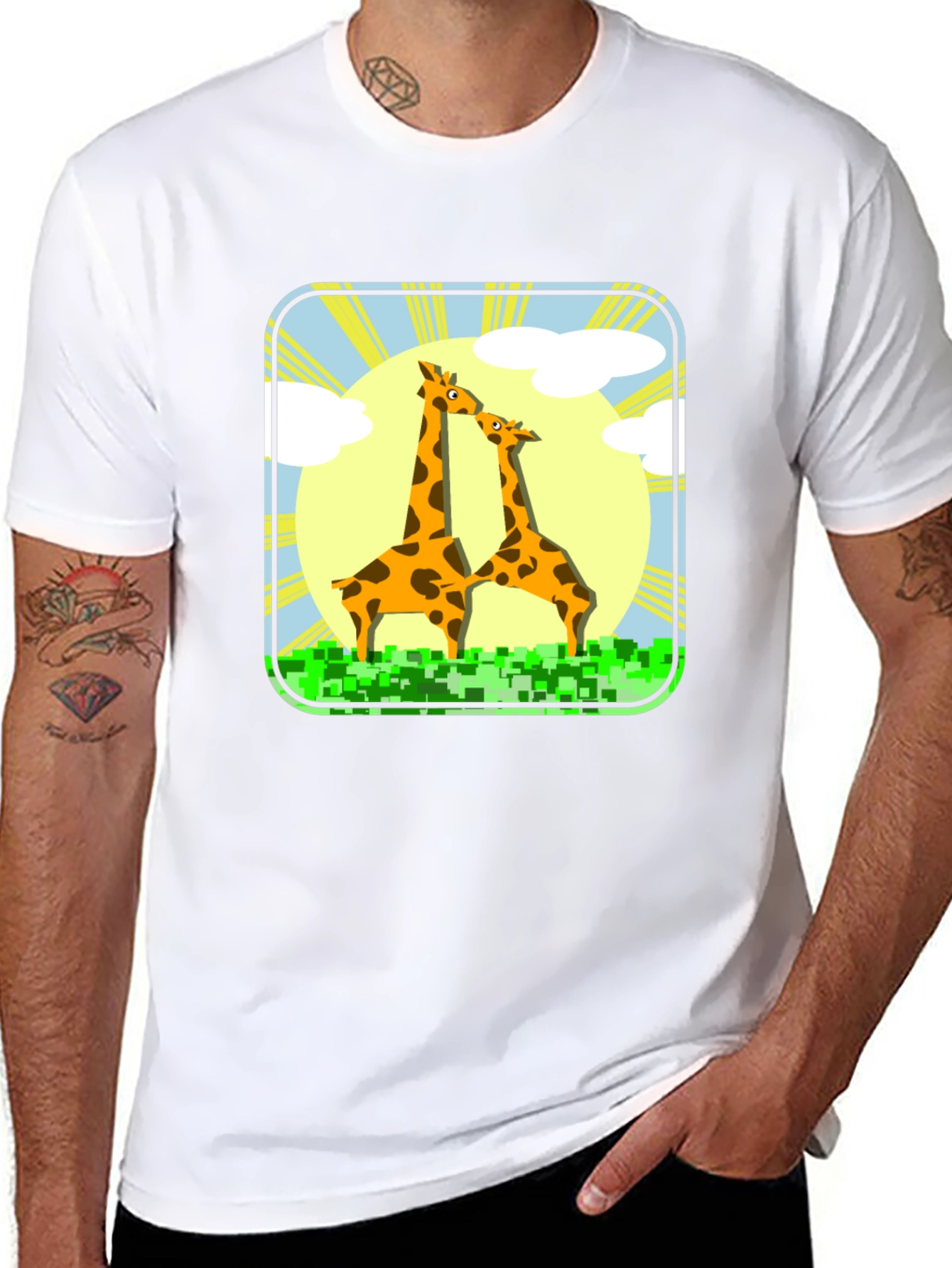 Giraffe Graphic Tee - Black Cotton T-Shirt