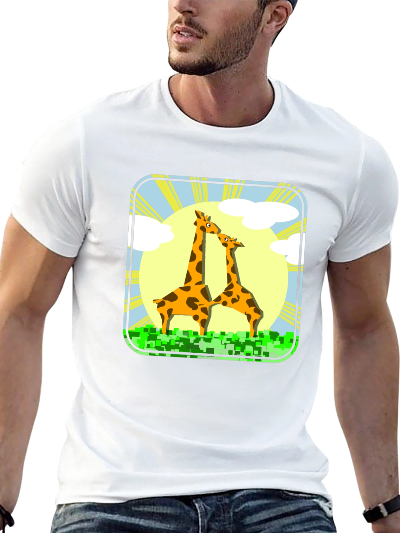 Giraffe Graphic Tee - Black Cotton T-Shirt
