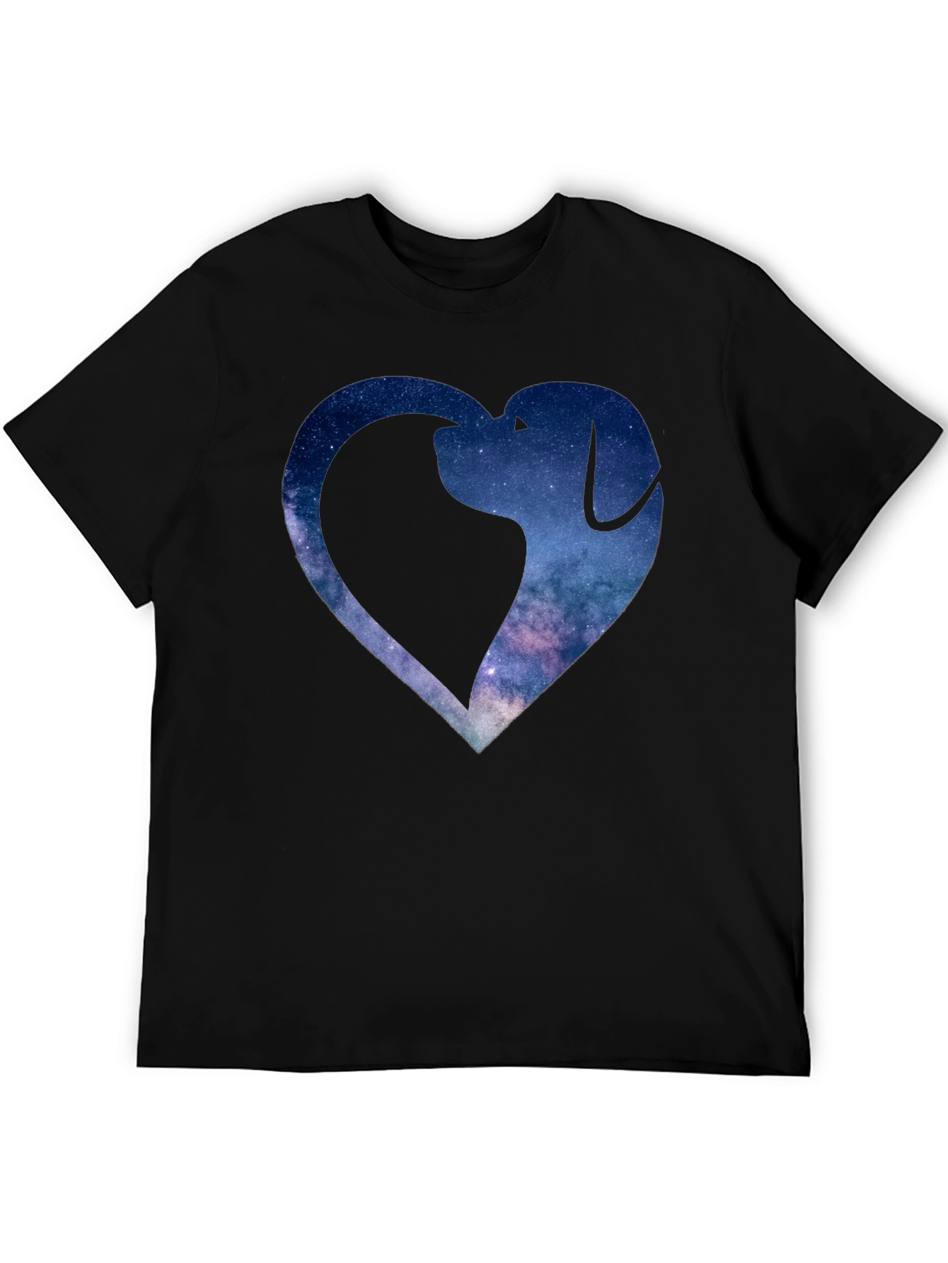 Galaxy Dog Heart Graphic Tee - Black