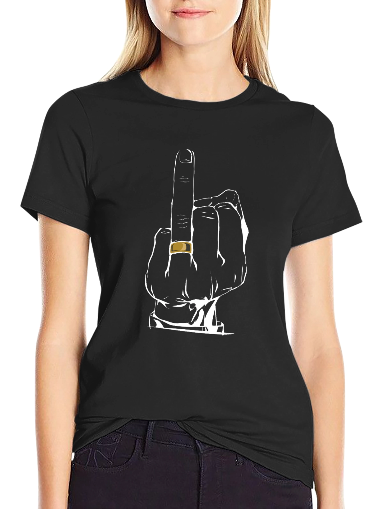 Middle Finger Graphic Tee - Black