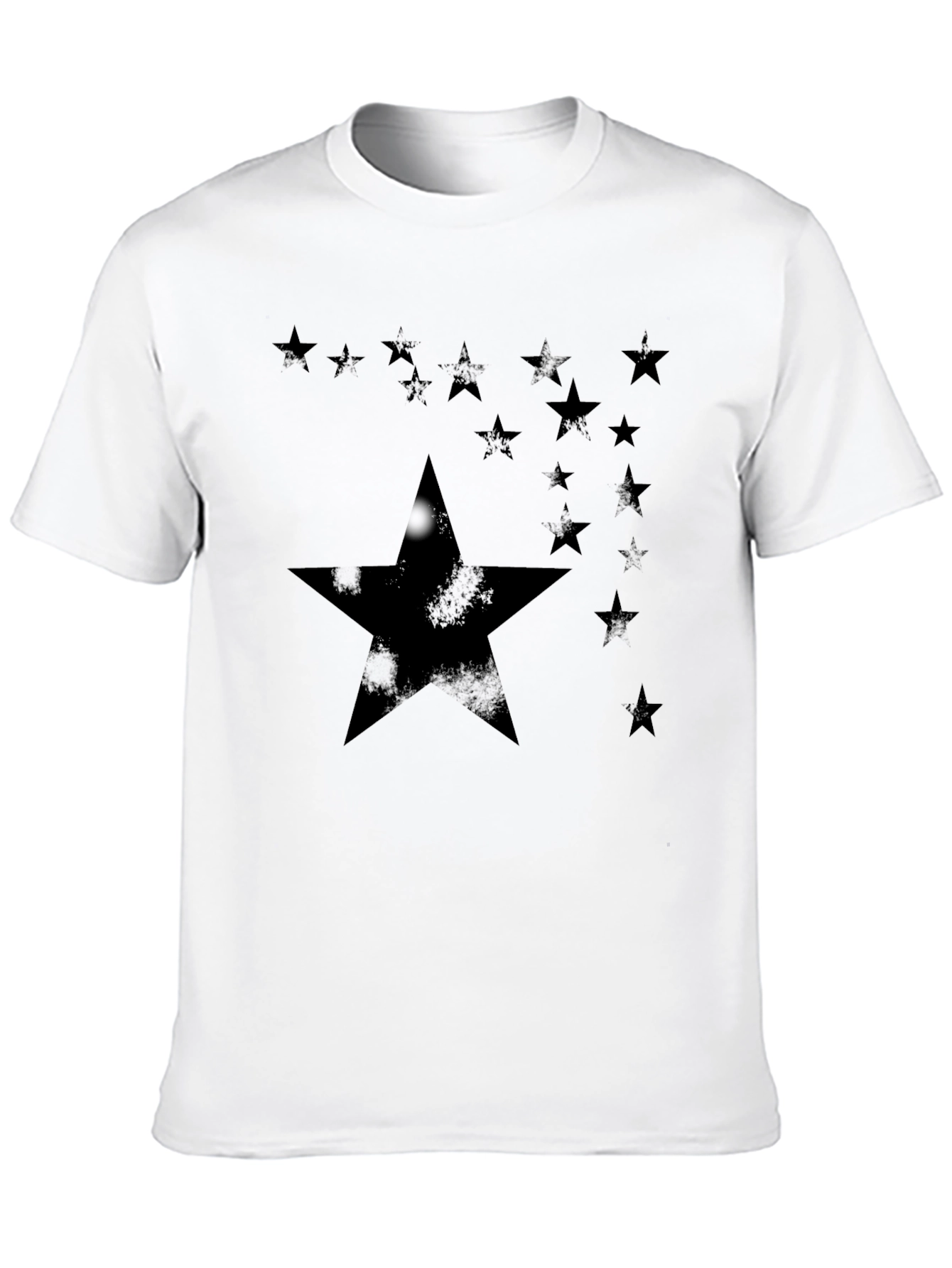 Starry Night Black Tee - Distressed Star Design