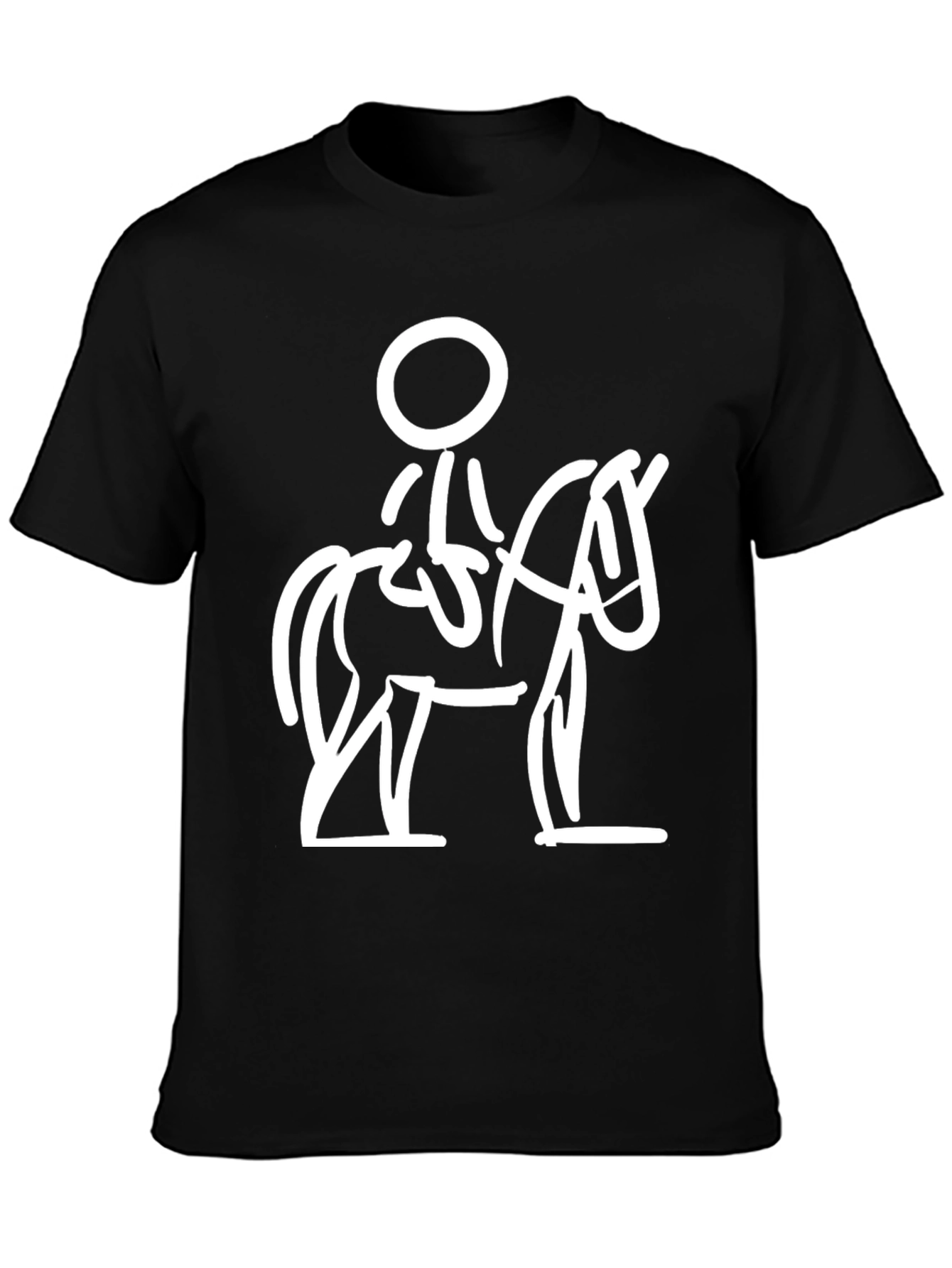 Stick Figure Horse Rider Black T-Shirt