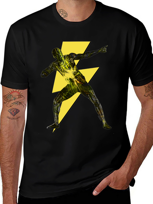 Lightning Bolt Power T-Shirt - Black Graphic Tee