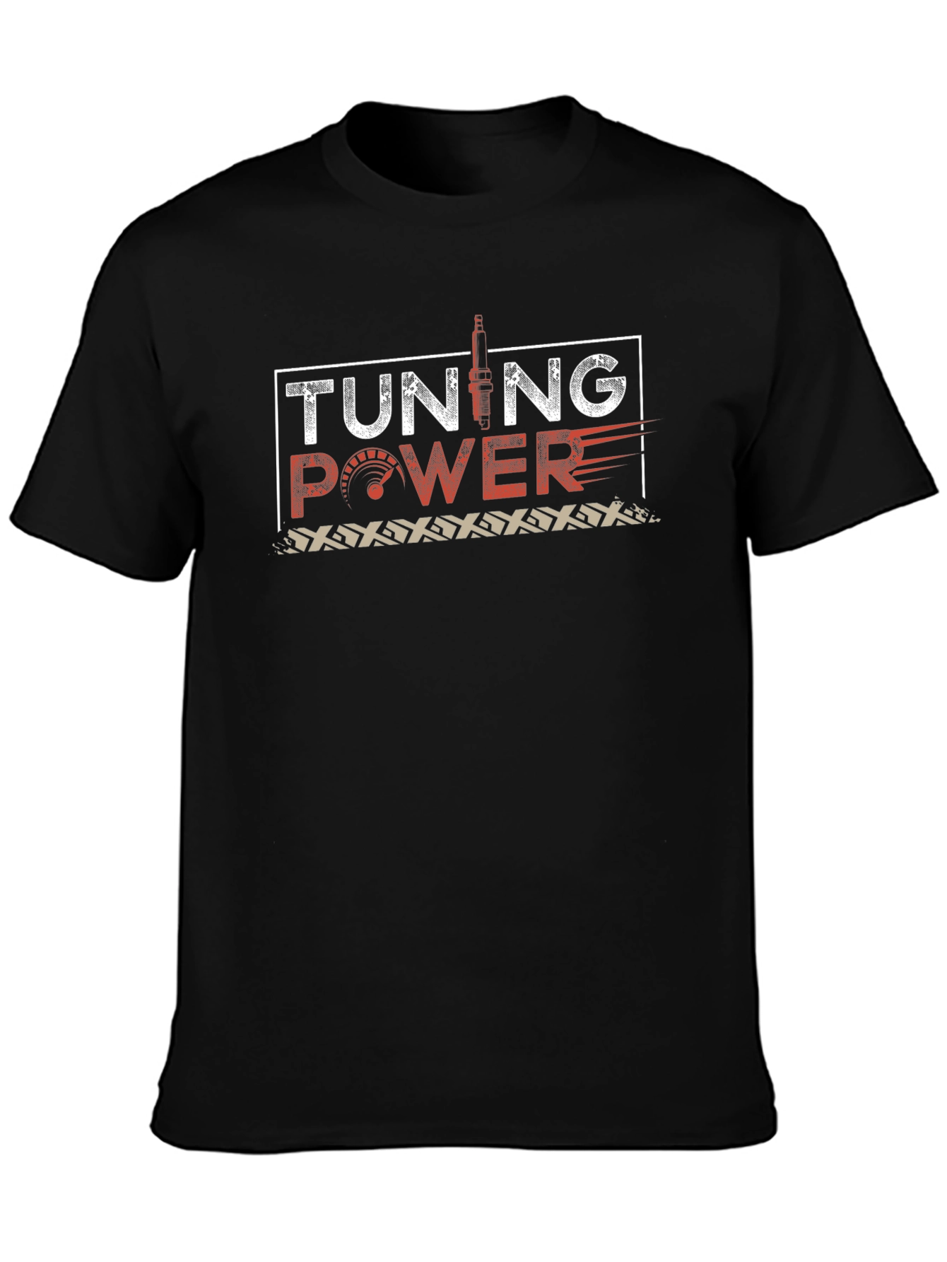 Tuning Power Graphic Print Black T-Shirt