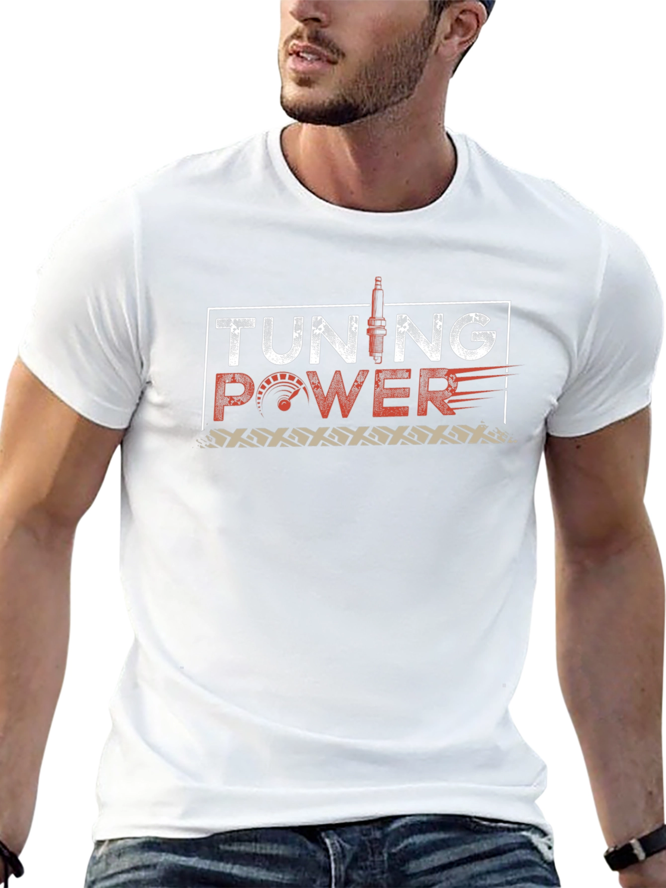 Tuning Power Graphic Print Black T-Shirt