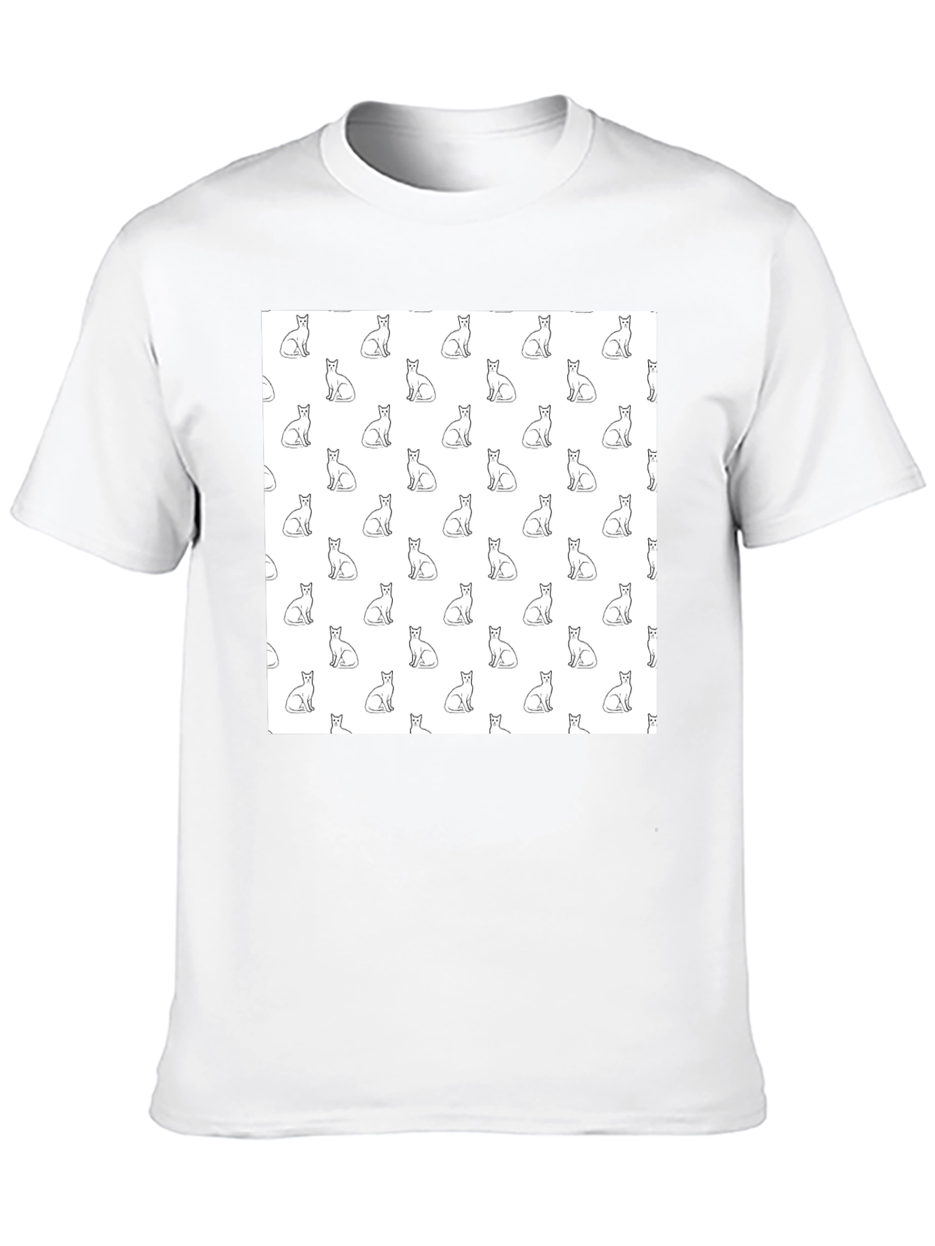 Cool Cat Pattern Black T-Shirt