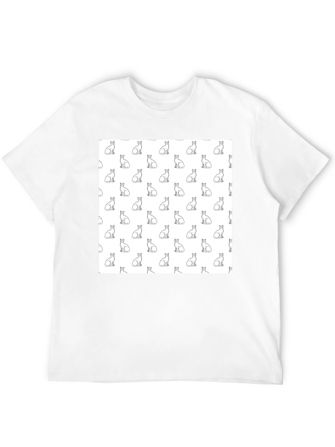 Cool Cat Pattern Black T-Shirt