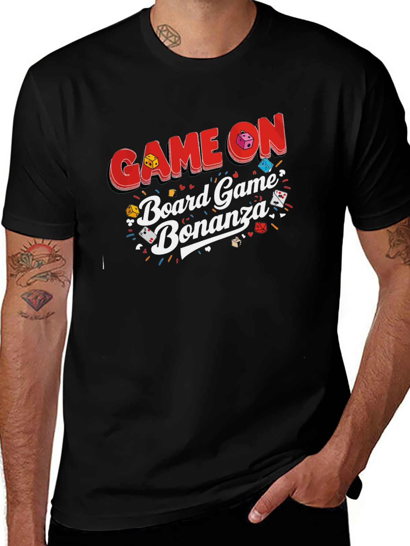 Game On Board Game Bonanza Black T-Shirt