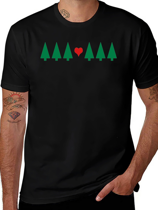 Holiday Tree & Heart Graphic Tee - Christmas Love