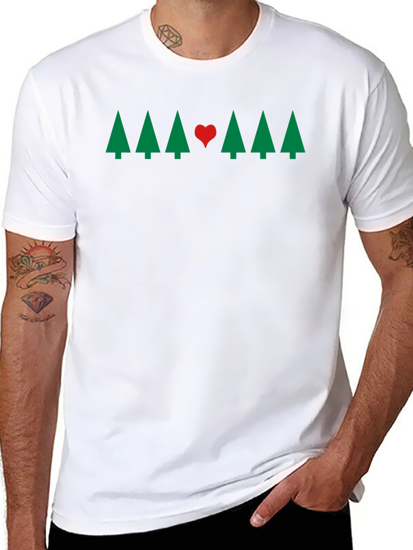 Holiday Tree & Heart Graphic Tee - Christmas Love