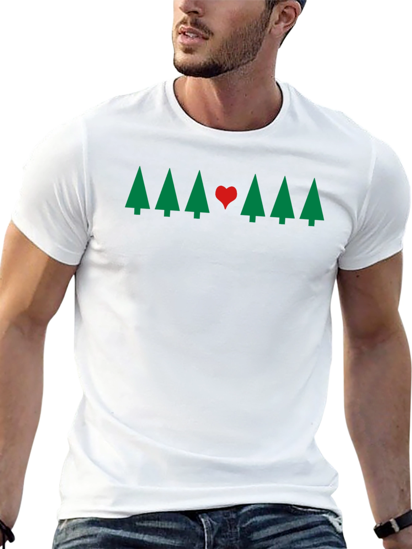 Holiday Tree & Heart Graphic Tee - Christmas Love