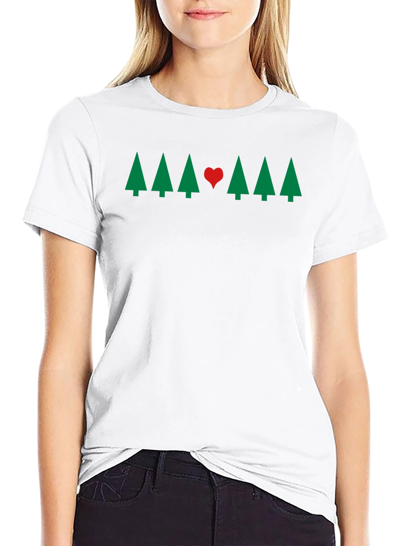 Holiday Tree & Heart Graphic Tee - Christmas Love