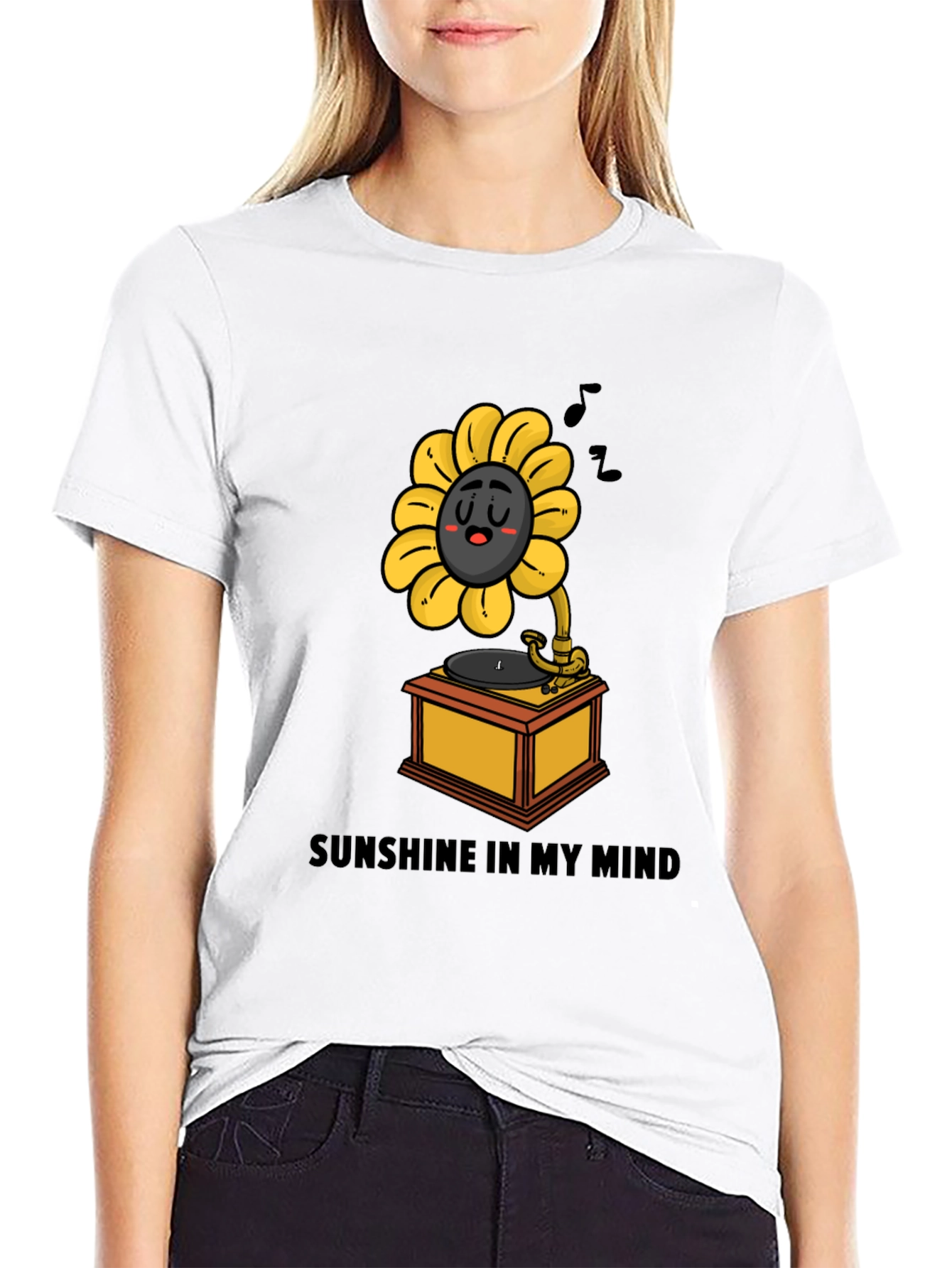 Sunshine Mind Graphic Tee - Black Cotton T-Shirt