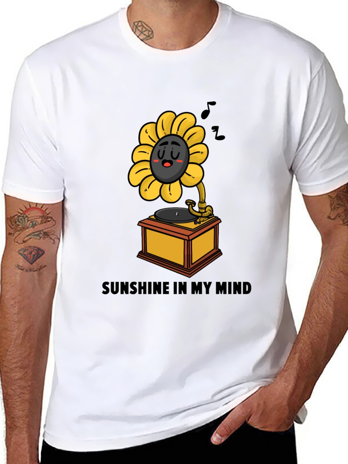 Sunshine Mind Graphic Tee - Black Cotton T-Shirt