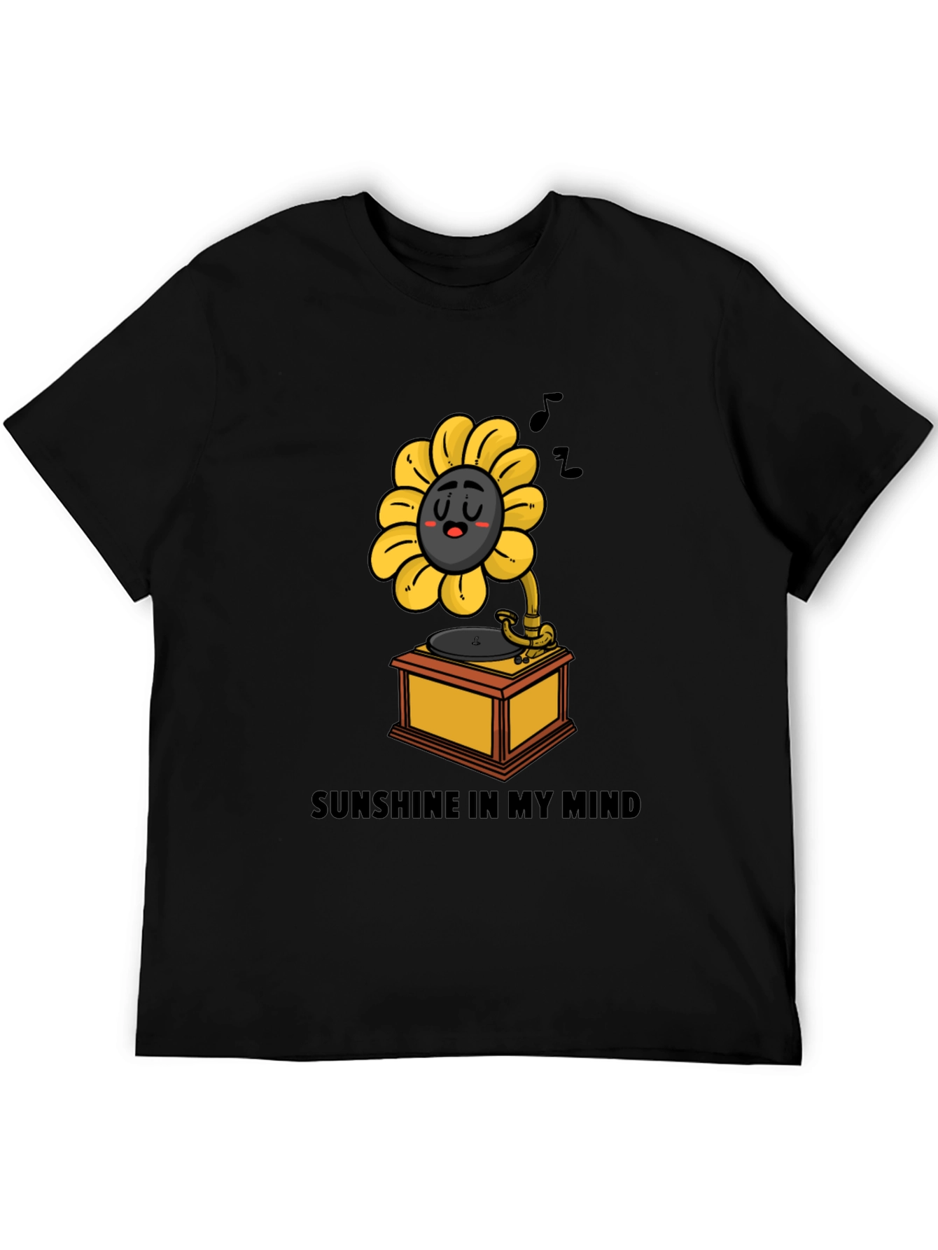 Sunshine Mind Graphic Tee - Black Cotton T-Shirt