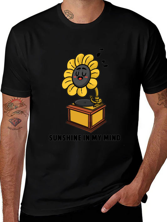 Sunshine Mind Graphic Tee - Black Cotton T-Shirt
