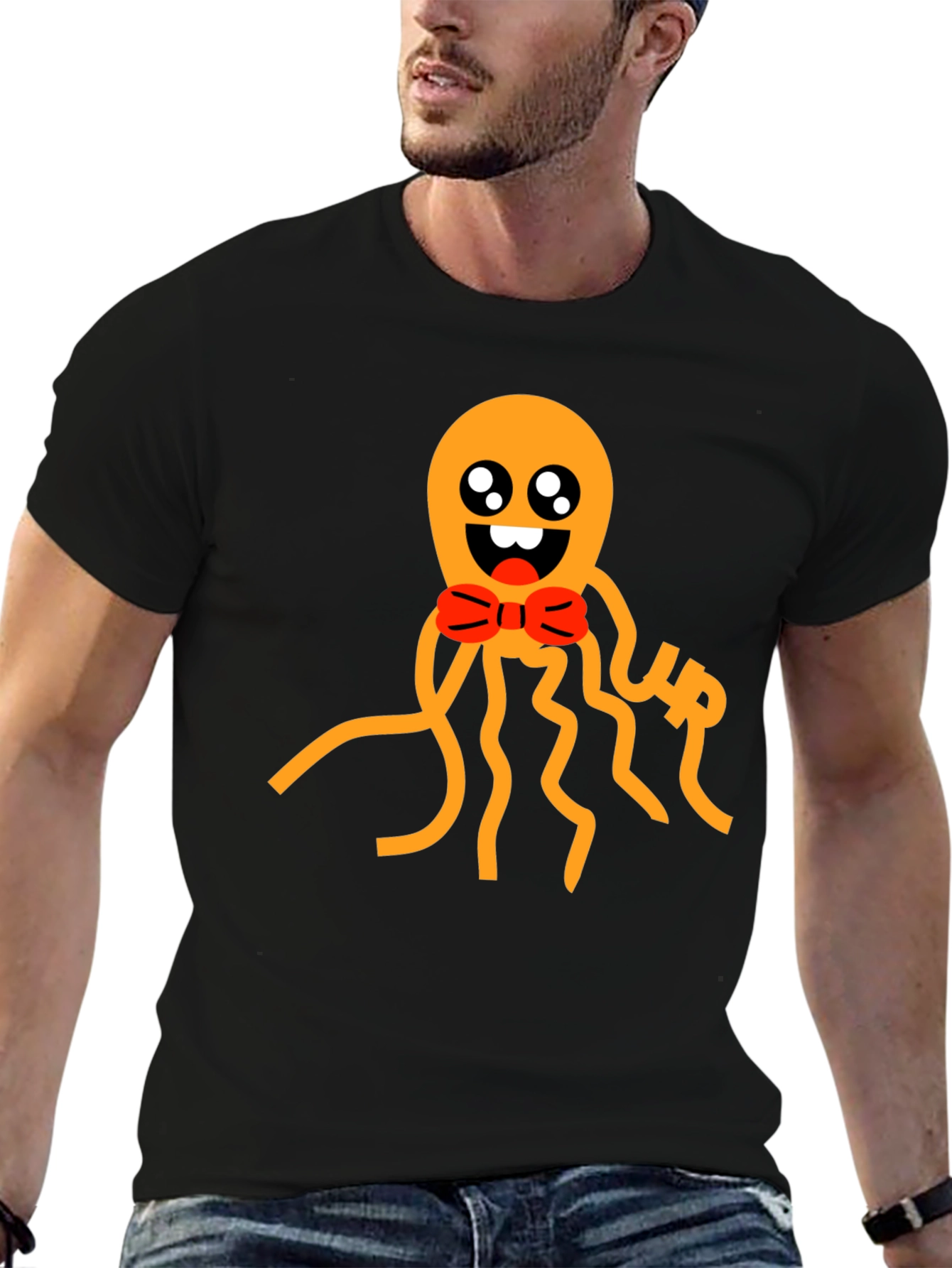 Cute Octopus Graphic Tee - Black Cotton Shirt