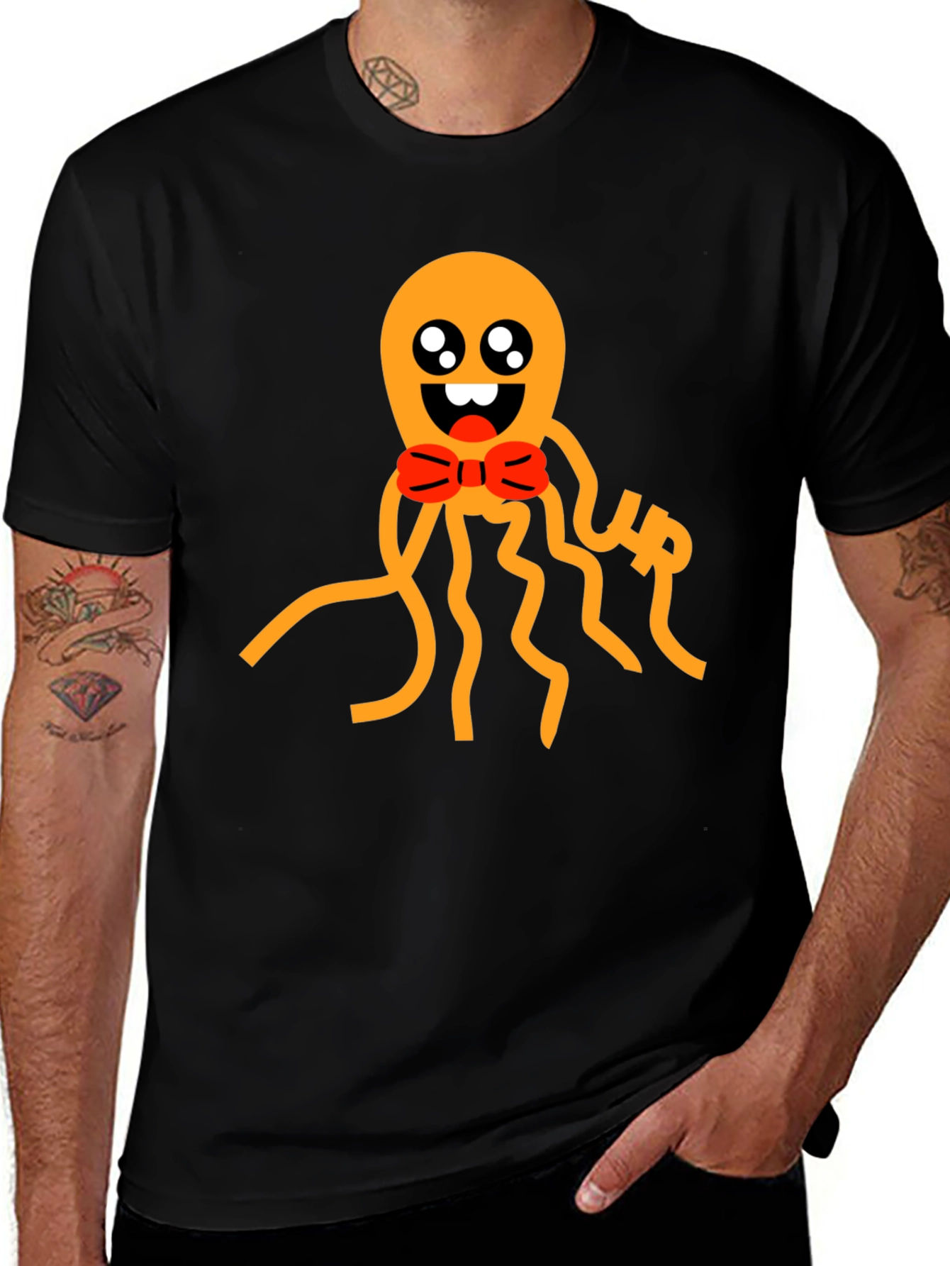 Cute Octopus Graphic Tee - Black Cotton Shirt