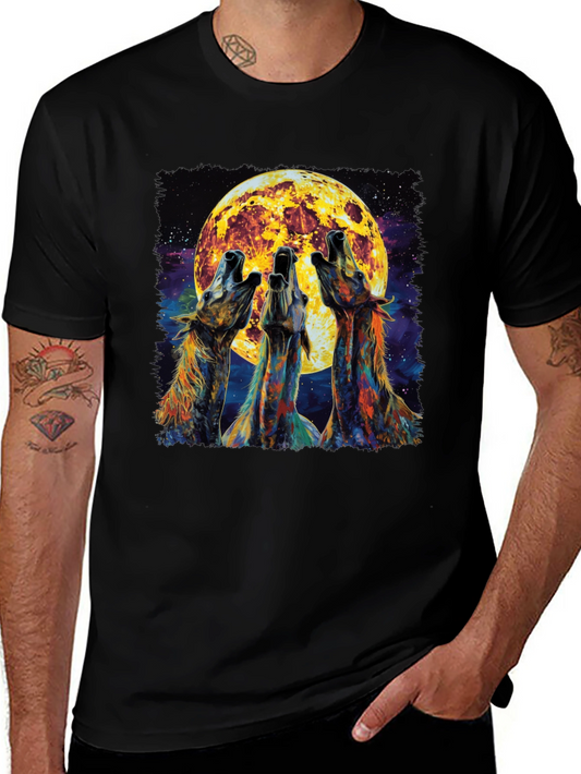 Howling Wolves Moon Graphic Tee - Black