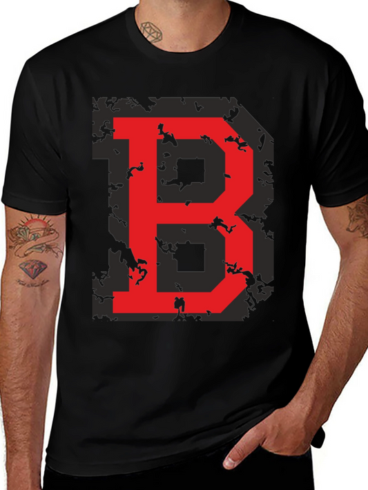 Red Letter B Graphic Black T-Shirt