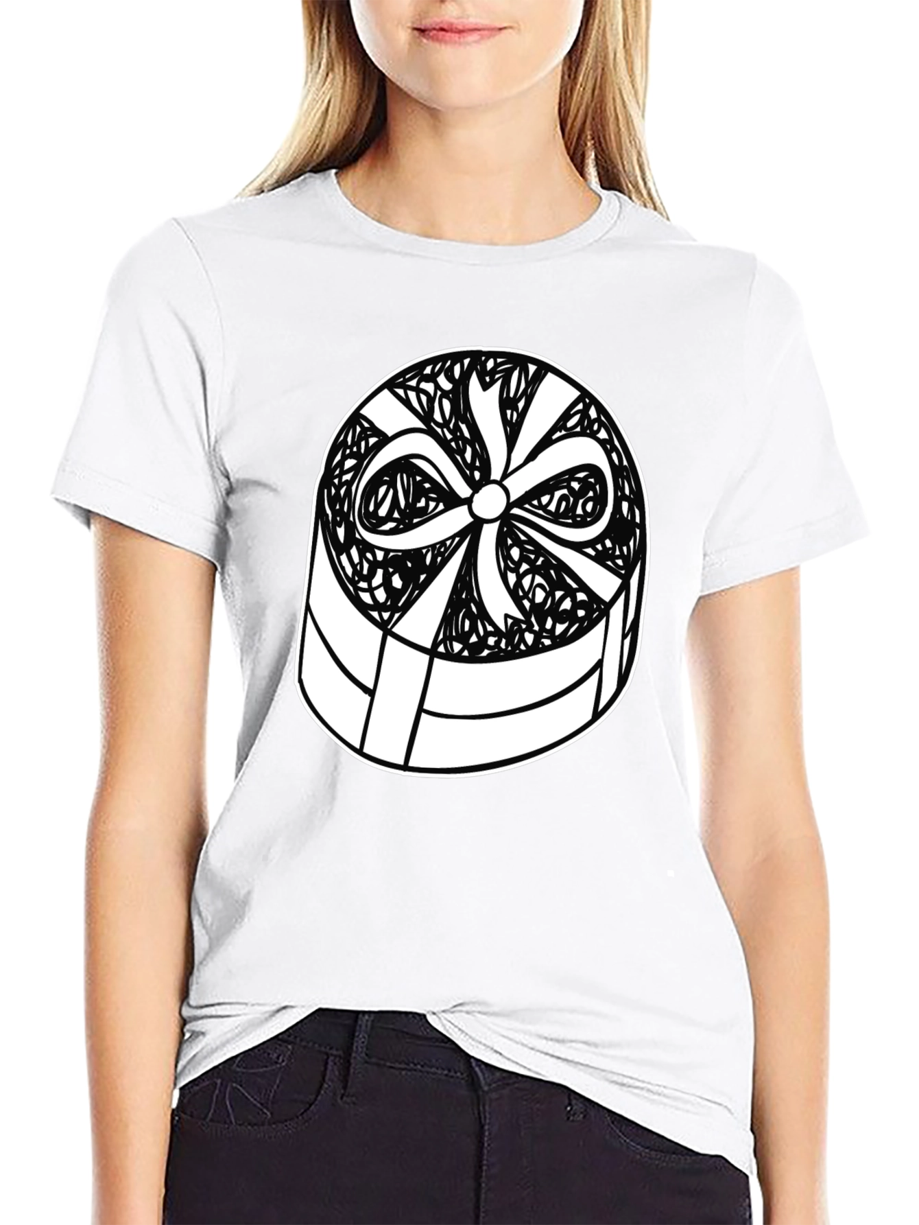 Gift Box Graphic Tee - Stylish Black T-Shirt