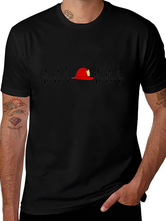 Firefighter Heartbeat T-Shirt - Black