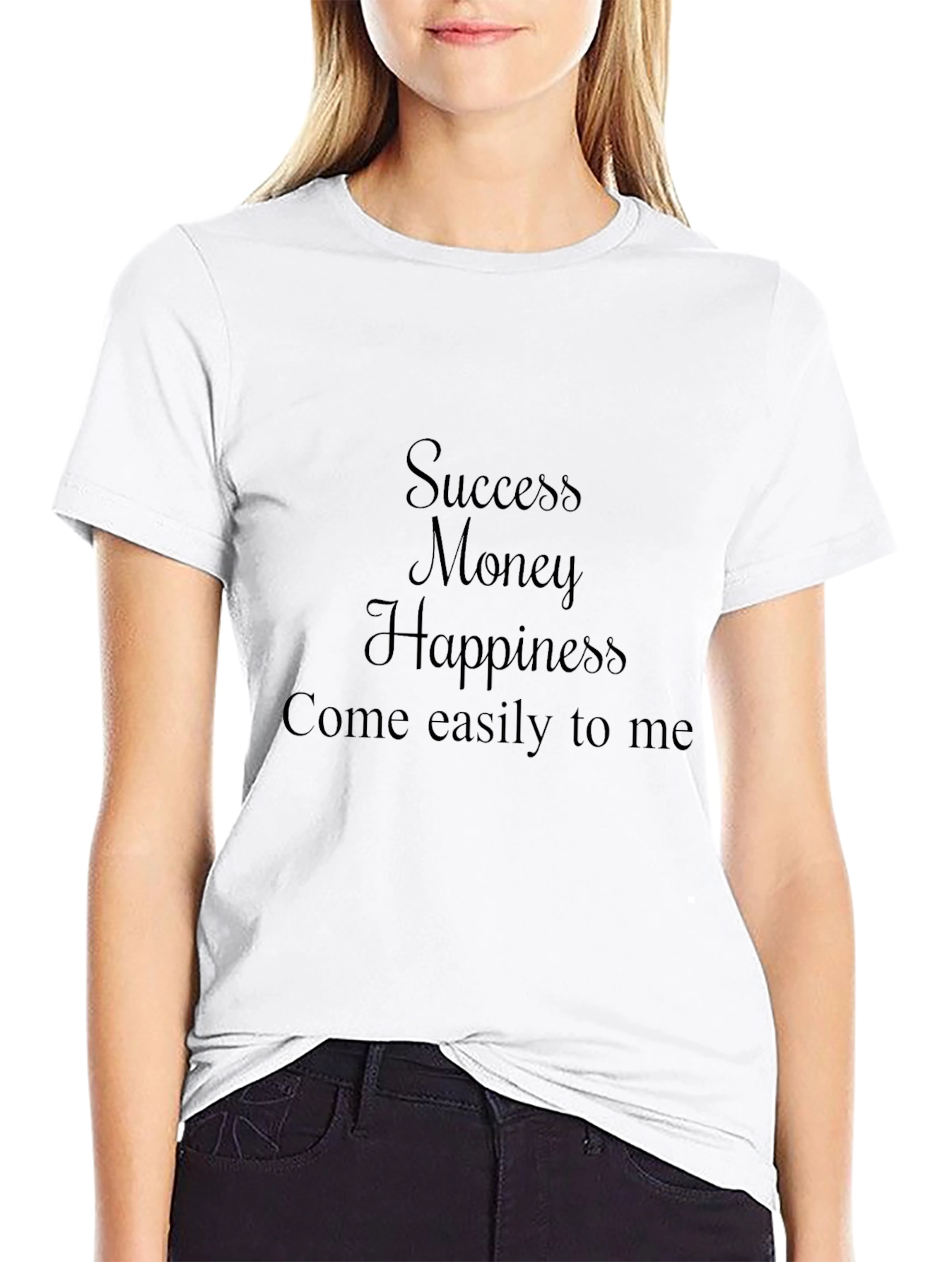 Success Money Happiness T-Shirt - Black Cotton
