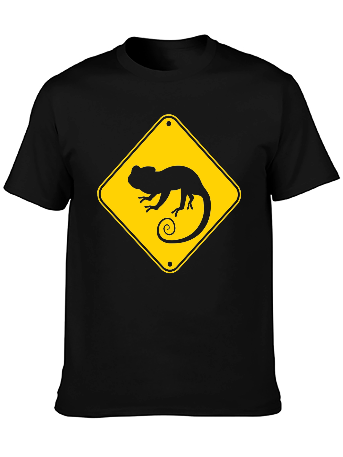 Chameleon Crossing T-Shirt - Black Crew Neck Tee