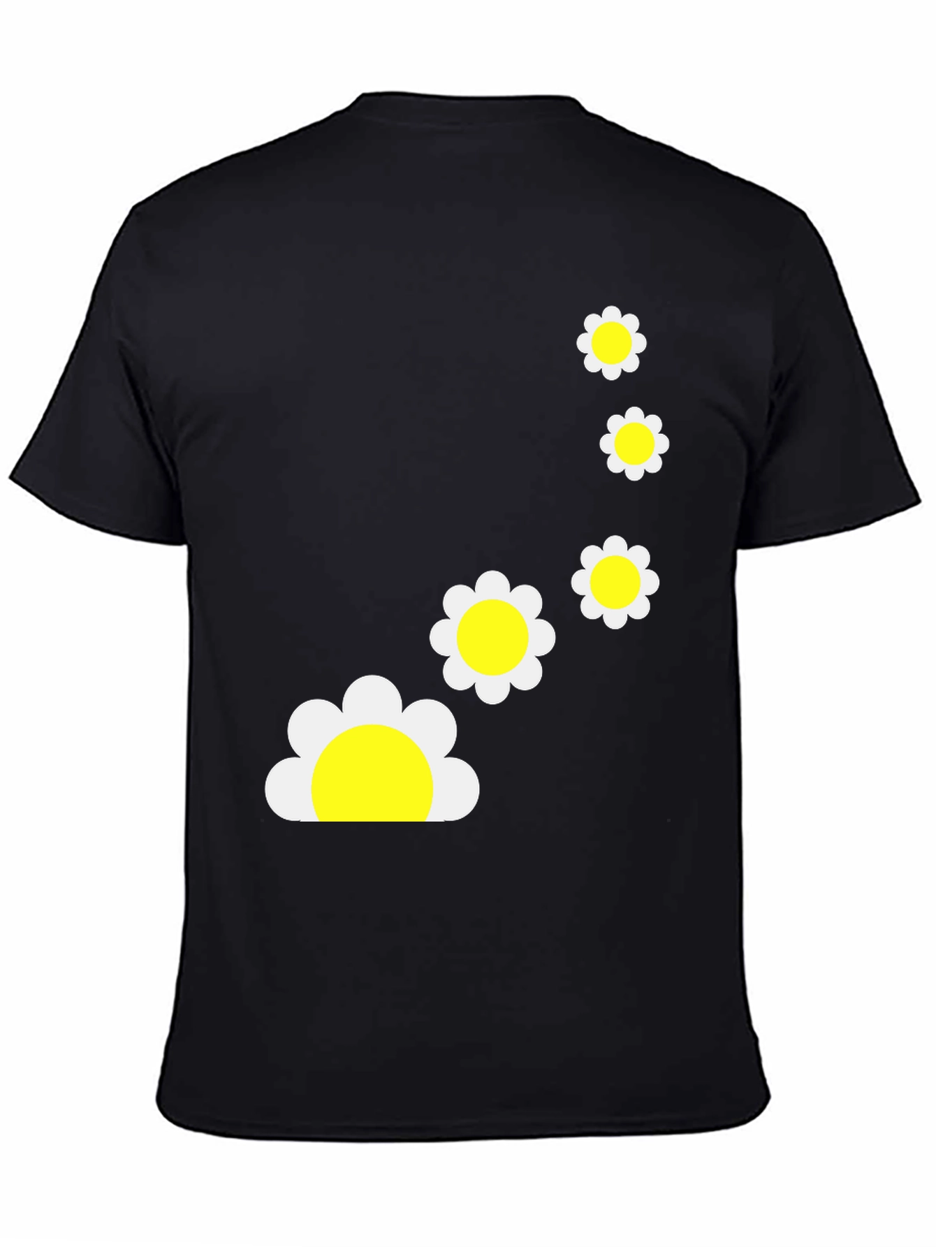 Black T-Shirt with Daisy Flower Graphic