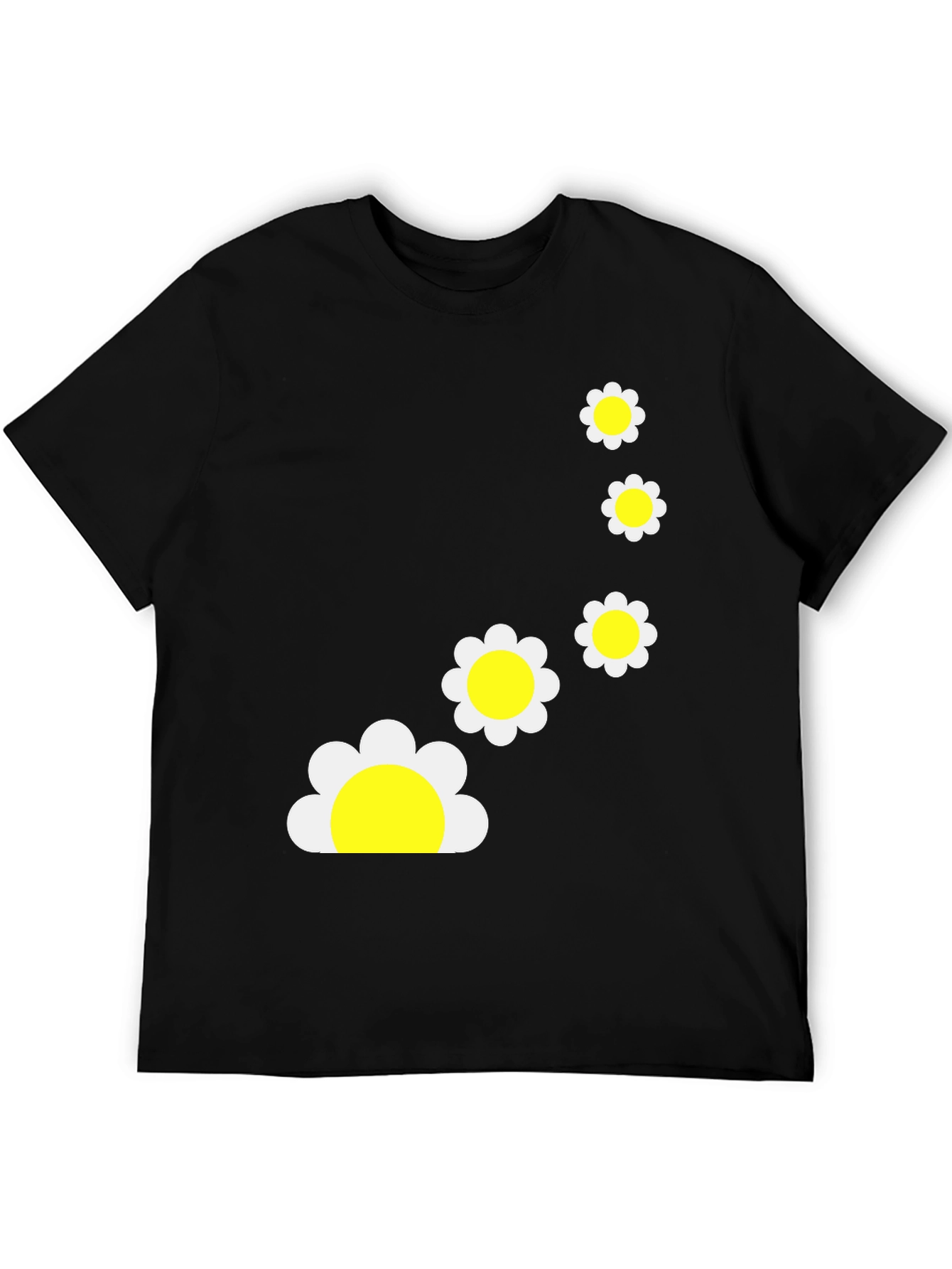 Black T-Shirt with Daisy Flower Graphic