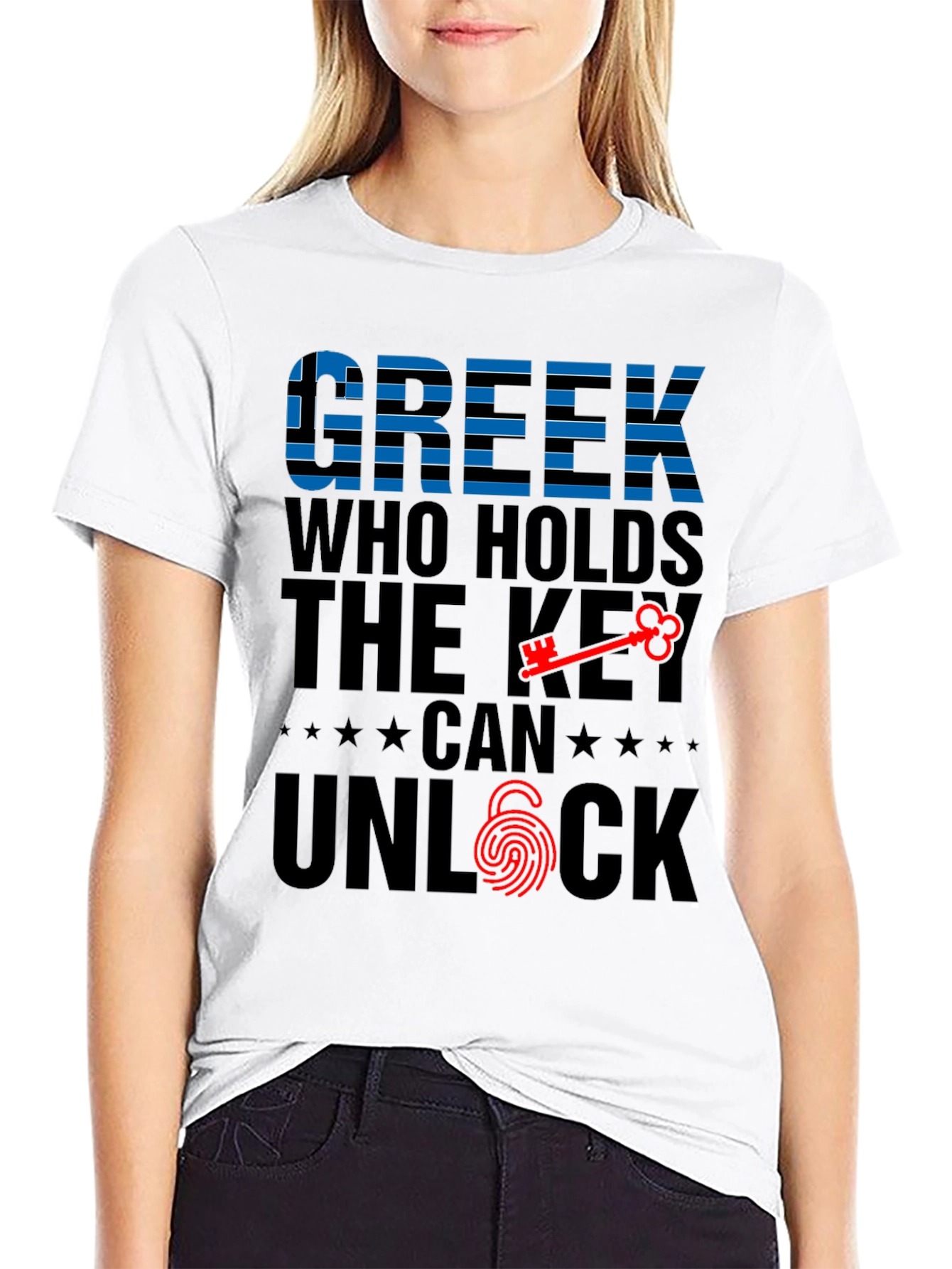 Greek Key Unlock Graphic T-Shirt