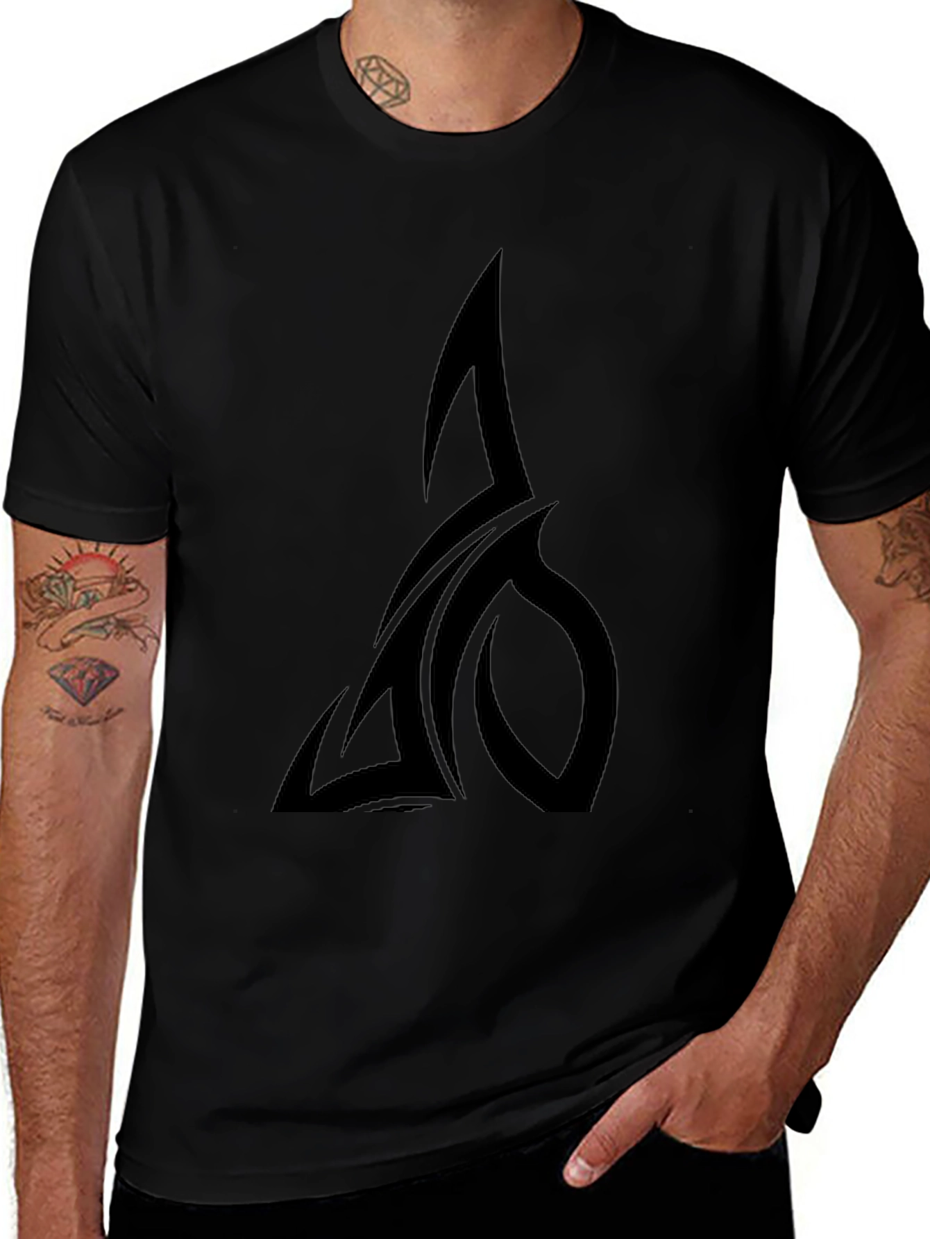 Black T-Shirt with Tribal Design